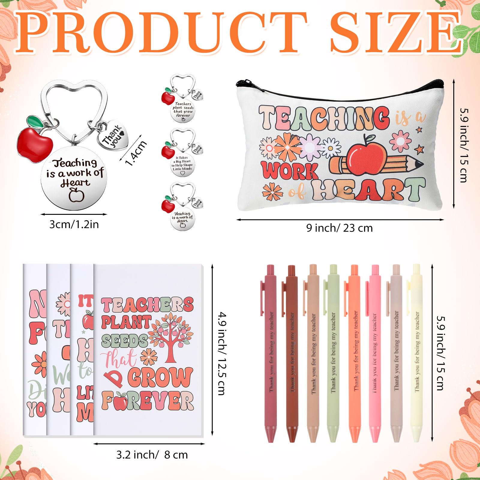 Fulmoon 40 Pcs End of Year Teacher Gifts Bulk Socks Makeup Bags Keychains Motivational Notebooks Ballpoints for Women Teacher Graduation Gifts