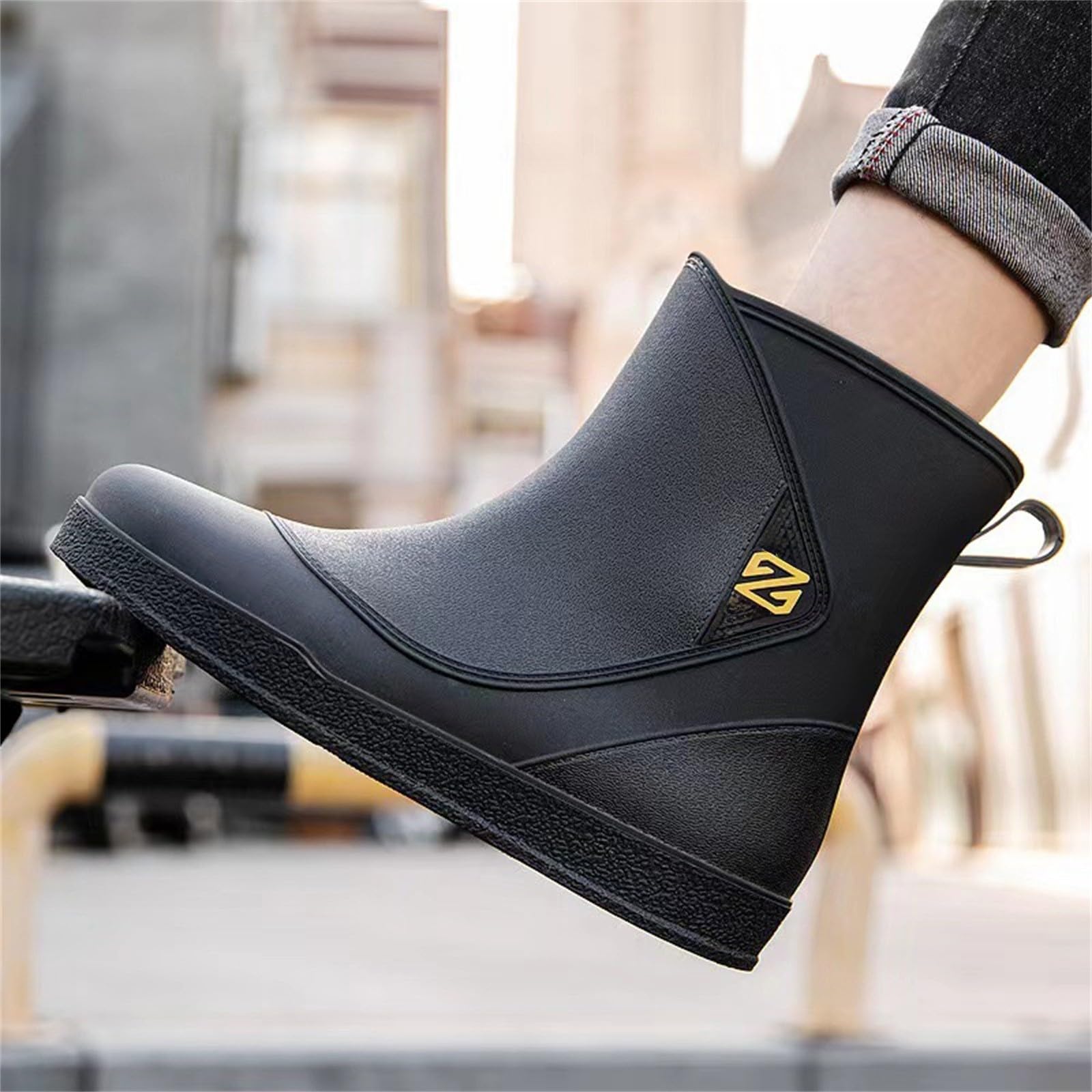 Botas de goma para hombre, botas de lluvia, impermeables, antideslizantes, botas de lluvia, zapatos de goma, zapatos de jardín, botas de goma cortas, botas de lluvia para exteriores, botas de tobillo