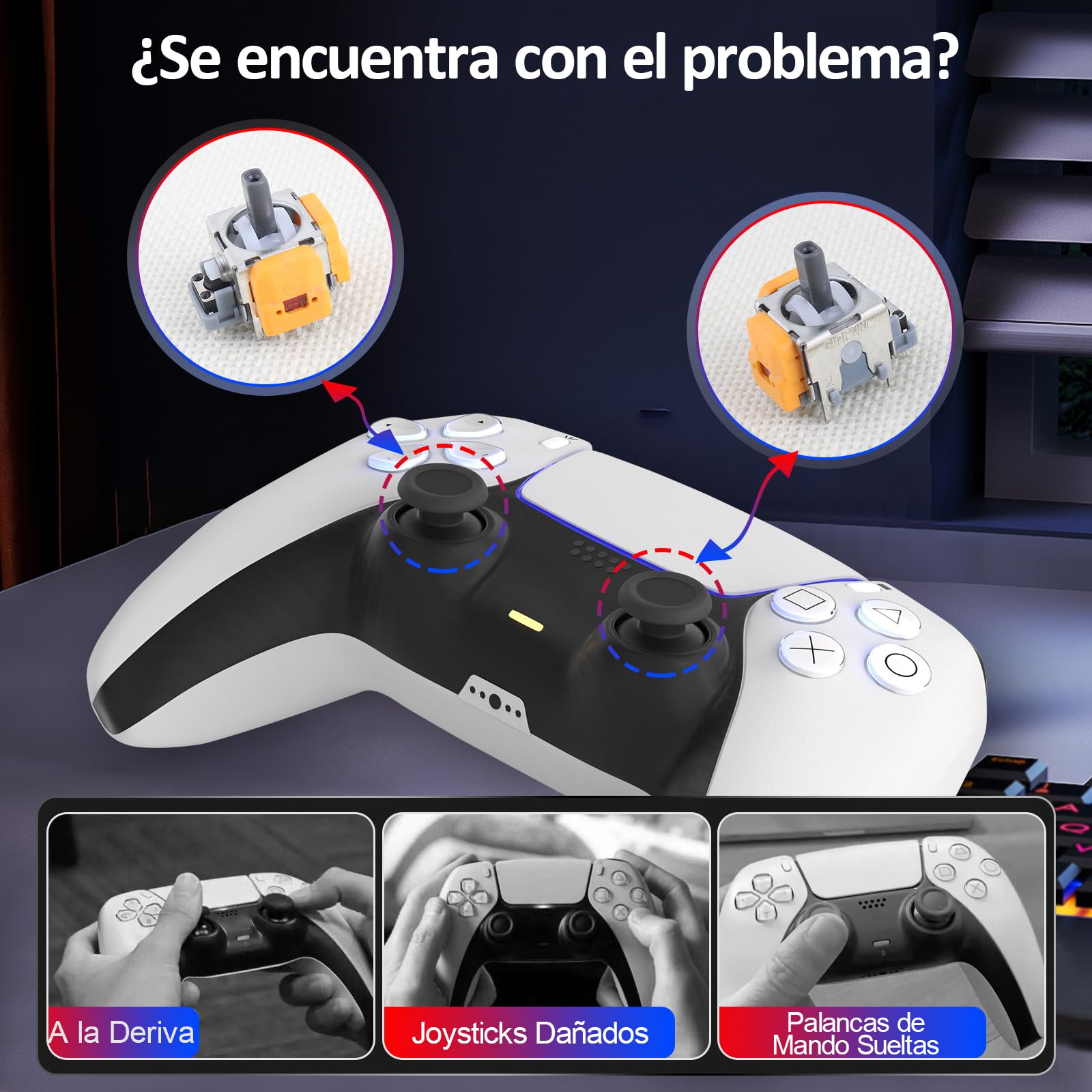 2 Uds Efecto Hall Joystick 3D para PS5 Mando Hall Kit de Reparación de Módulo Joystick Magnético Compatible con Play Station 5 PS5 2 Uds Cubierta Protectora para Joysticks 3D para PS5