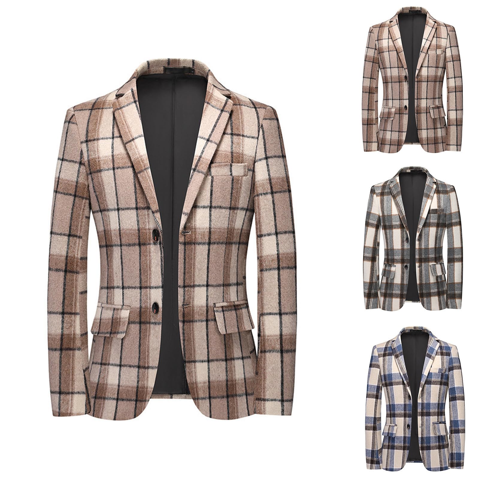 Pijama para hombre a cuadros otoño Sakko Slim Fit Modern Blazer Moda Cómodos Ligeros Regular Hombres Elegantes Chaquetas para Bodas Fiestas Diario Clásico Manga Larga