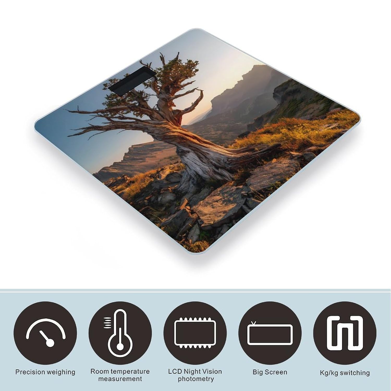 Ancient Tree Digital Body Weight Scale LCD Backlight Display for Bathroom Gym