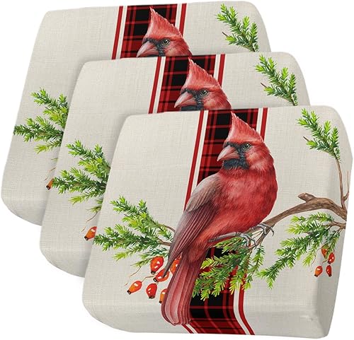 Fundas de cojín elásticas para sofá de Navidad, diseño de pájaro rojo de Navidad, seccionalindividualen forma de L, funda protectora para muebles