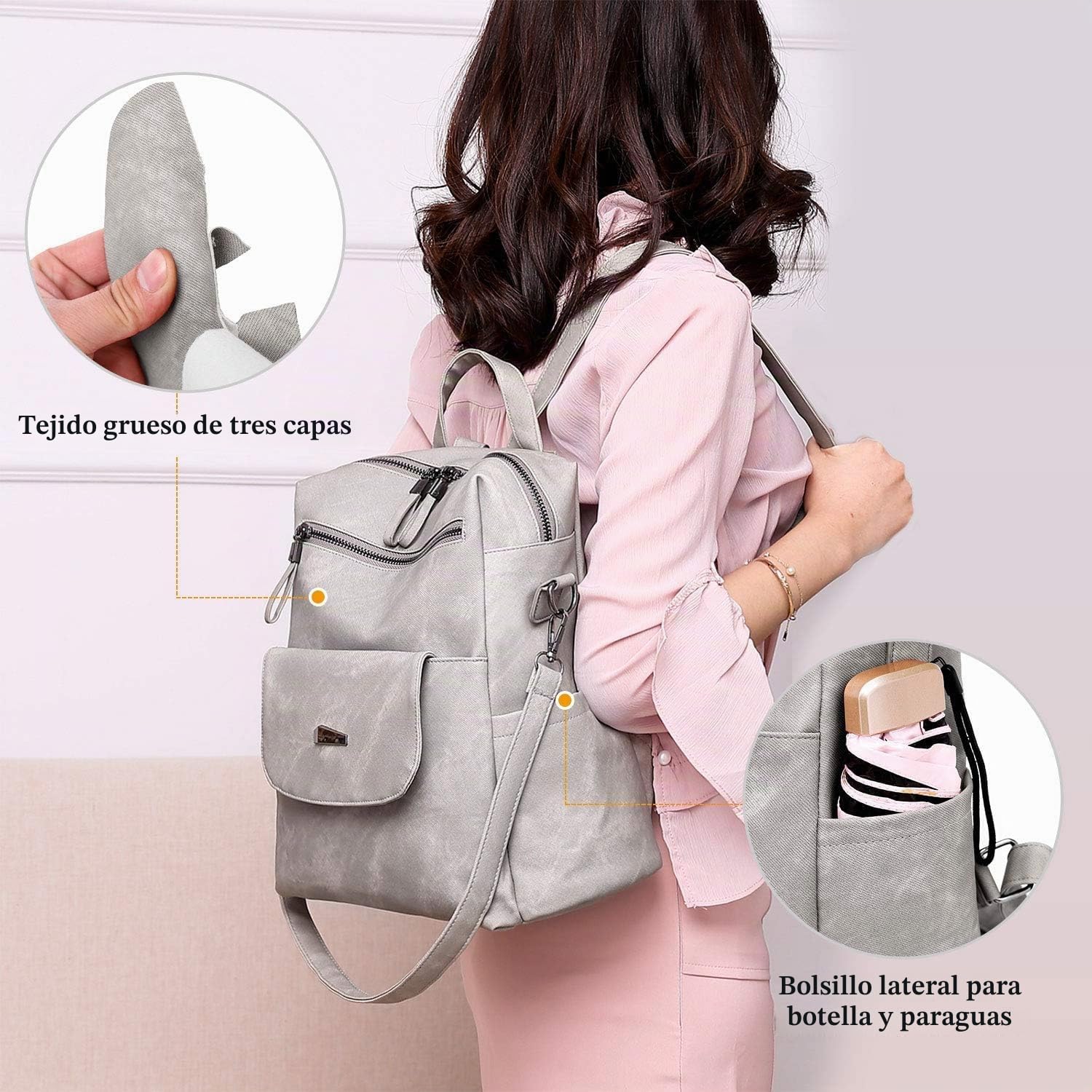 UBAYMAX Mochilas Mujer de Cuero PU,Mochila Casual de Moda,Bolso Mochila Monedero de Sintético,Bolsa de Hombro Escuela Viaje Compras Señoras,Moda Regalo para para Mujer