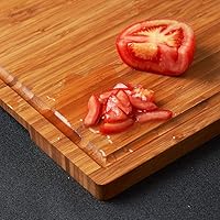 Vista 5 de Bamboo Wood Cutting Board for Kitchen, 18" Large Cheese Charcuterie Chopping Block with Side Handles and Juice Grooves