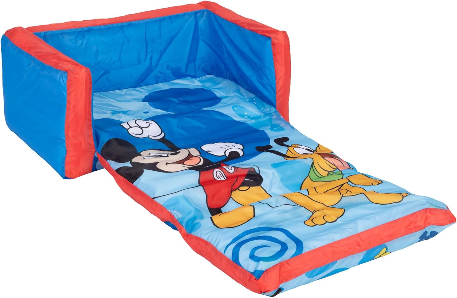 Mickey Mouse Kids Sofa Bed, Children's 2-in-1 Flip Open Inflatable Comfy Couch to Lounger, Toddler Nap Mat, Kids Couch Sofa for Boys and Girls Playroom