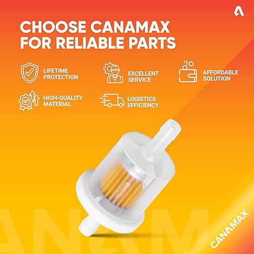 Miniatura 9 de Canamax 691035 Filtro de combustible - Compatible con motores Briggs y Stratton en línea de 1/4 de pulgada 12hp 17.5hp 27hp 35hp - Reemplaza 493629