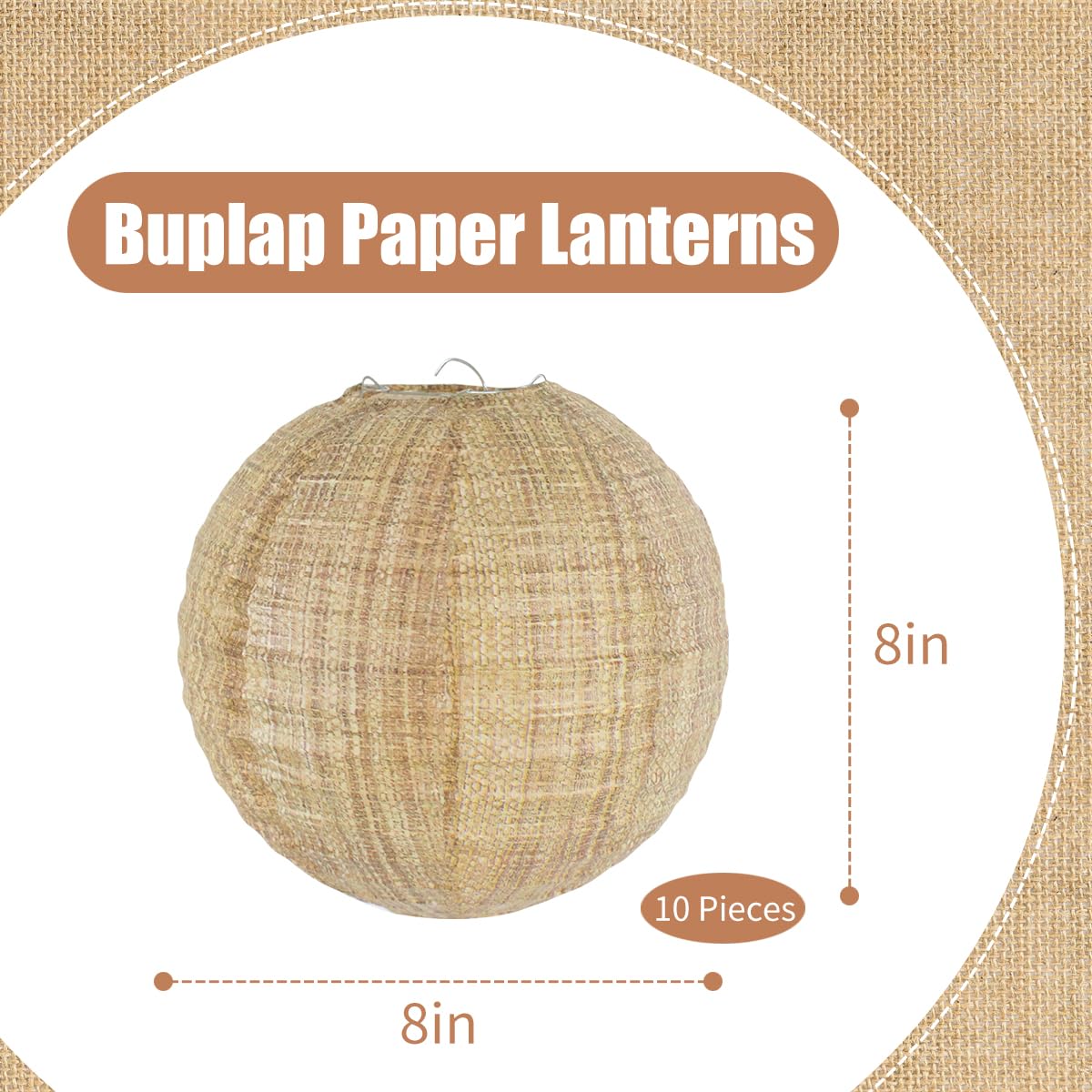 YUNXUAN Boho Party Decorations Burlap Hanging Paper Lanterns for Boho Baby Shower Bridal Shower Rustic Vintage Wedding Birthday Farmhouse Classroom Decor Pack of 10