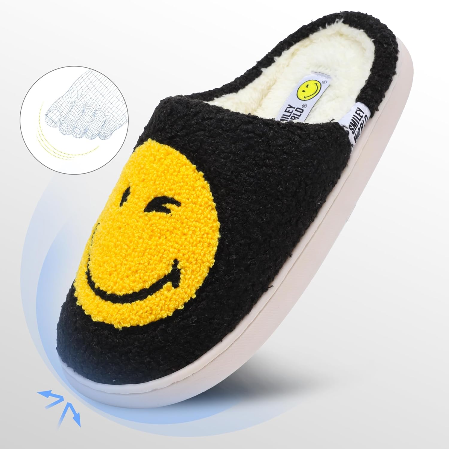 Kids Smiley Face Slippers丨Boys Girls Soft House Slipper丨Memory Foam Plush Comfy Warm Fuzzy Smile Happy Face Shoes Non-slip Indoor Winter - Image 6
