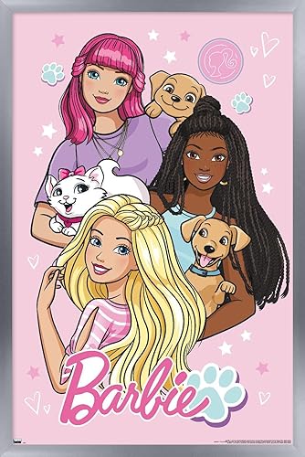 Trends International Mattel Barbie - Póster de pared, 22.4 pulgadas de largo x 14.7 pulgadas, versión enmarcada en plata