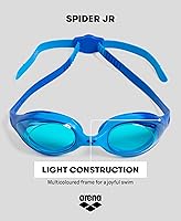 Vista 4 de ARENA Gafas de natación unisex para jóvenes Spider Junior para niñas y niños de 6 a 12 años, lentes sin niebla, correa fácil de ajustar, sin fugas