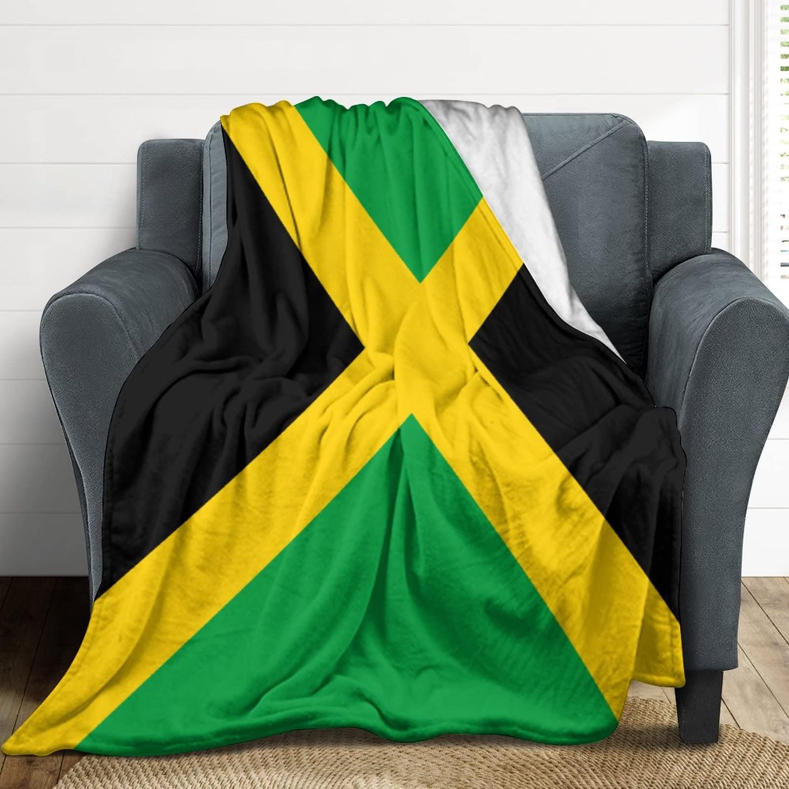 Couverture drapeau de la Jamaïque plaid léger en polaire contre le froid dans le salon