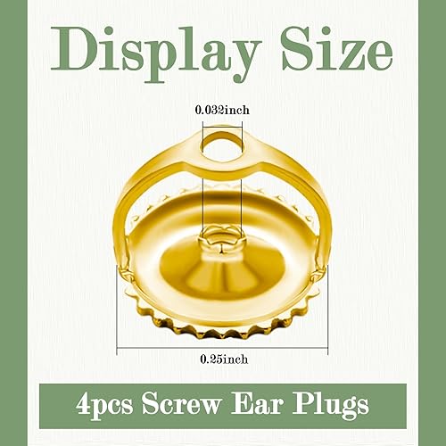 Miniatura 2 de 2 pares de aretes de repuesto de rosca de plata de ley 925, hipoalergénicos chapados en oro, para postes roscados de 0.032 pulgadas (dorado)
