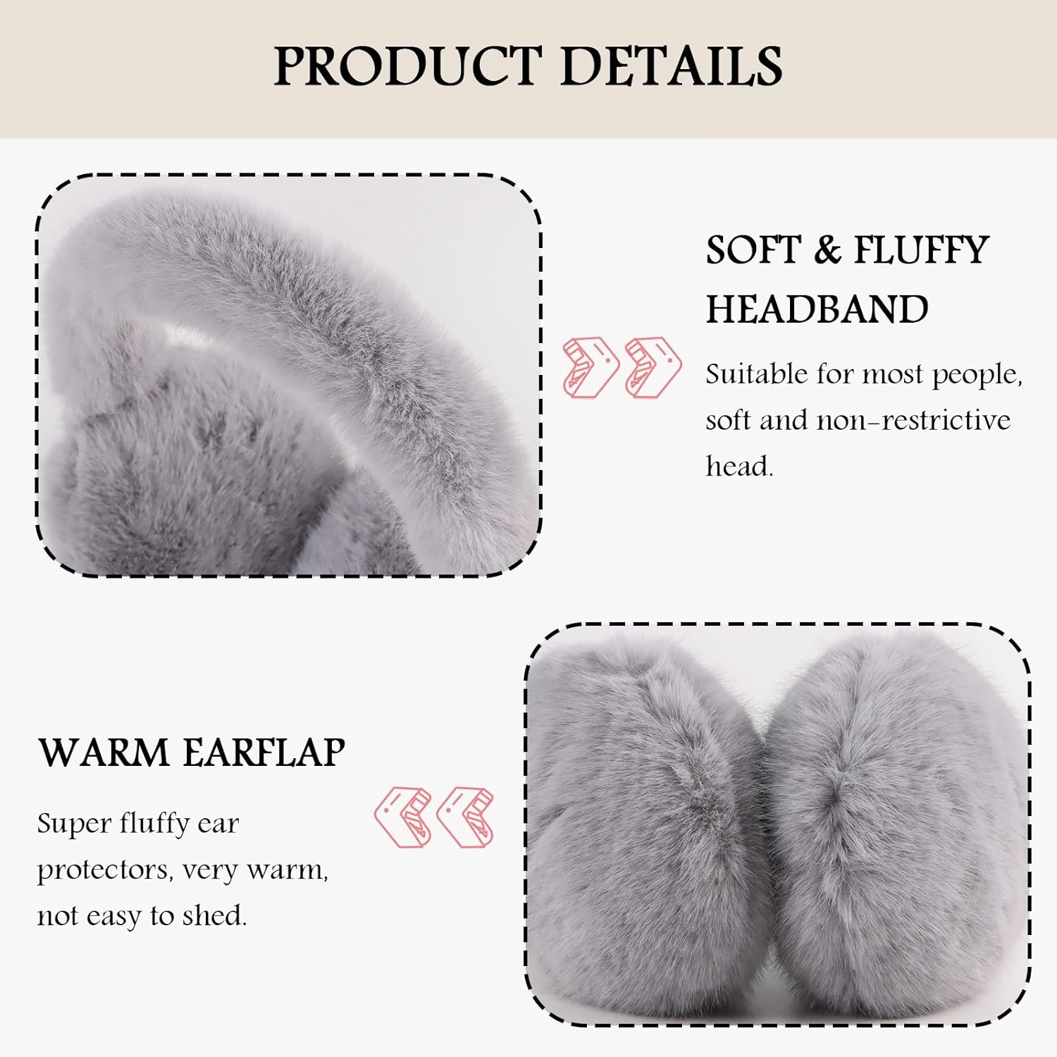 PESAAT Warm Ear muffs for Women Winter Unisex Fluffy Earmuffs Lady Ear Warmer Faux Fur Ear Covers - Image 3