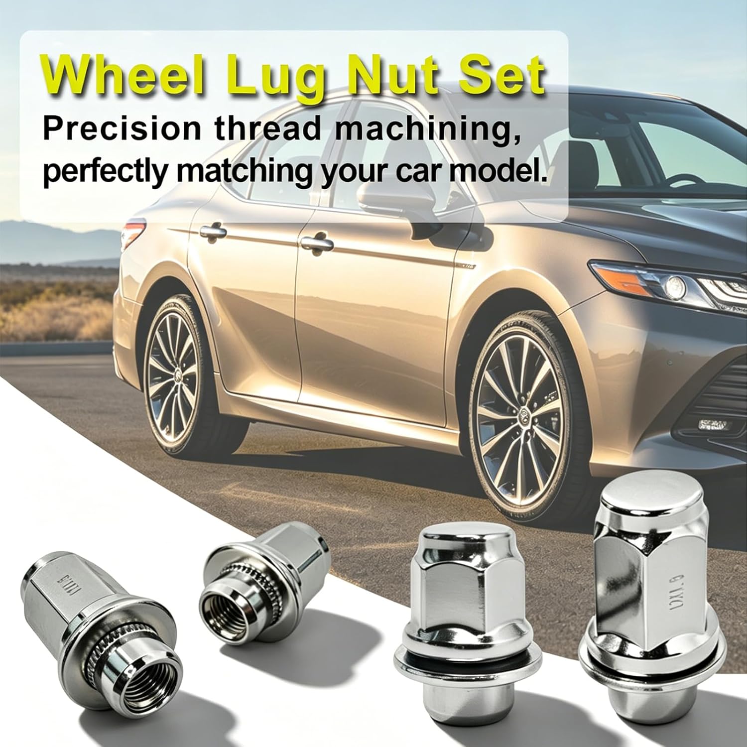 12x1.5 Lug Nuts 20 Pcs Chrome Closed End Mag Style Lug Nuts with Washer 13/16" (21mm) Hex Compatible with Toyota Camry/Corolla/Tacoma Lexus (Chrome 1.9" Tall, M12*1.5)