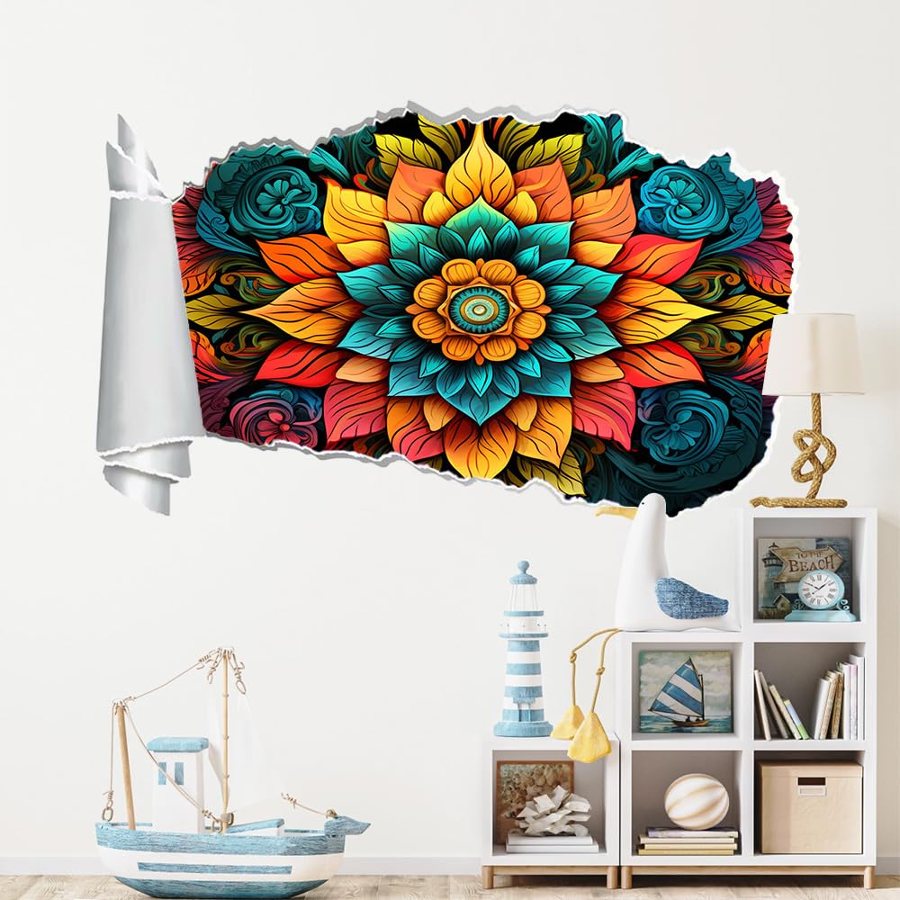 3D Durchbruch Wandtattoo Mädchen Kinderzimmer Blumen Wandaufkleber Dekorative Anlage Wandsticker für Junge Teenager Zimmer Wohnzimmer Schlafzimmer Wandbilder Deko