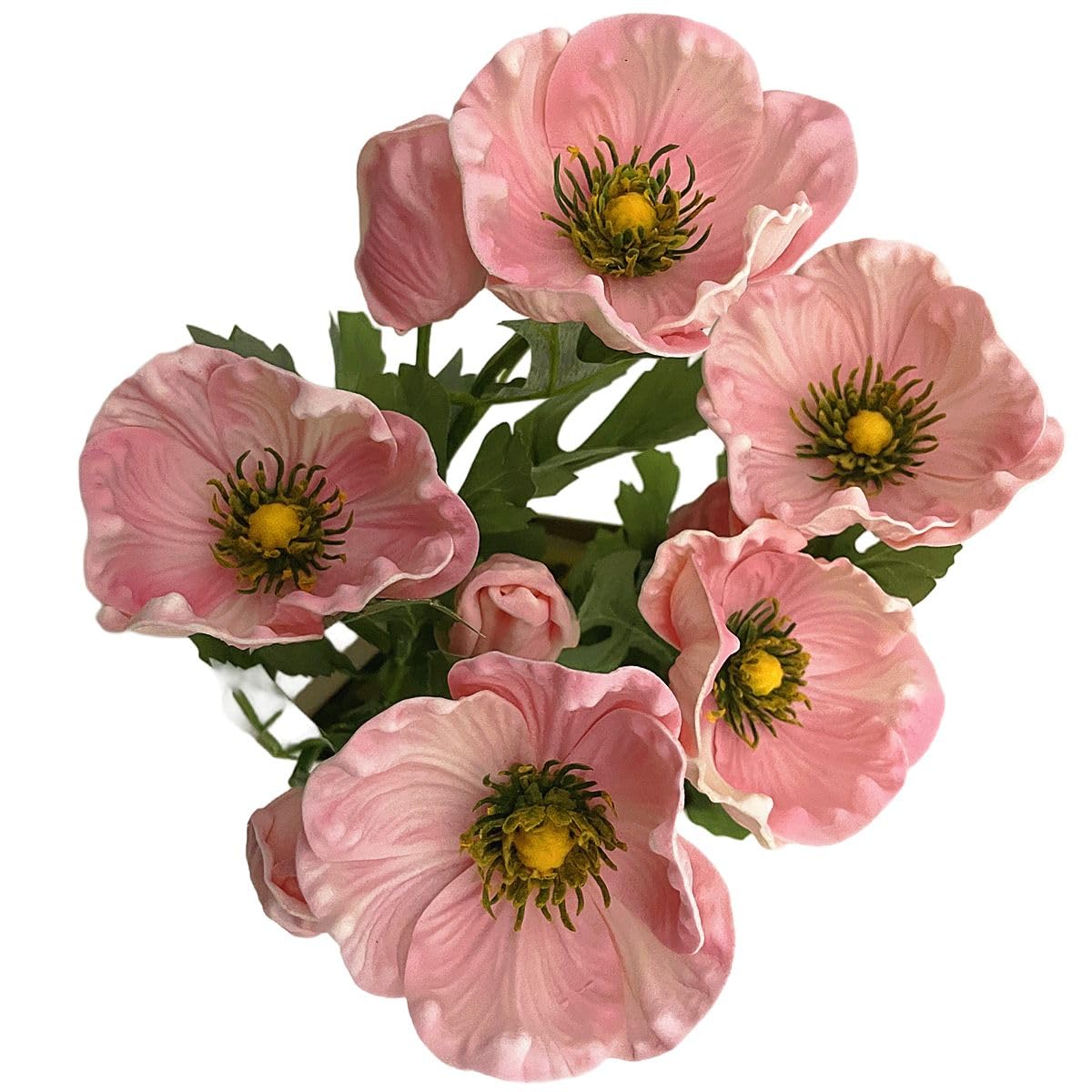 LebriTamFa 5Pcs Real Touch PU Anemone Pink