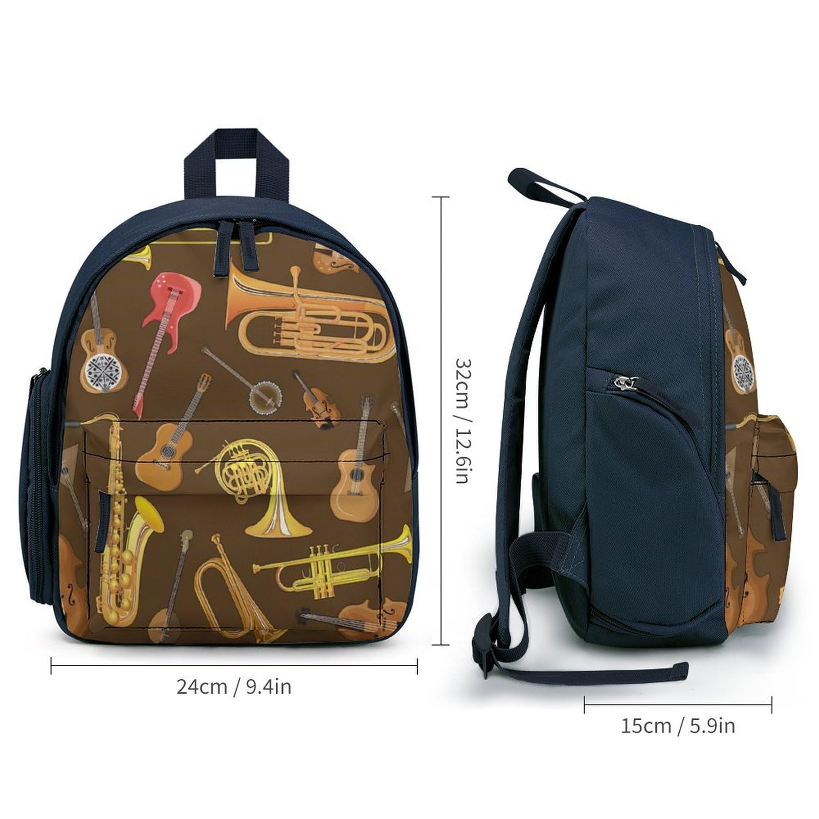 RQZWDQ Trumpet Musical Instrument Pattern Small Backpack Bags Mini Backpack Purse for Women Men Adjustable Daypack Rucksack Travel Holder Bookbags Shopping Bags