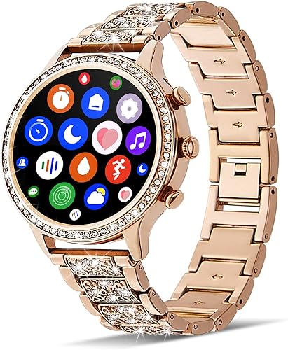 JENYNG Relojes inteligentes para mujer (respuestahacer llamada) para teléfonos Android iOS 1.32 pulgadas HD pantalla táctil completa rastreador de