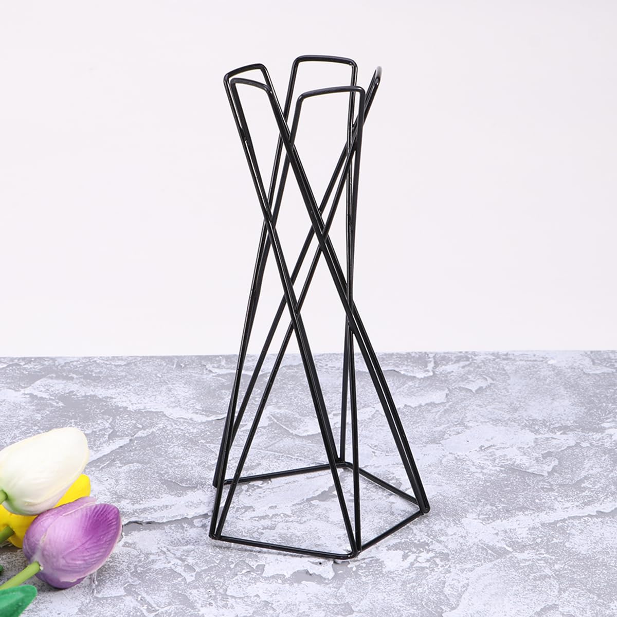 Lot de 2 grands conteneurs en métal pour plantes d'intérieur - Support pour plantes aériennes - Noir - Décoration de chambre - Support mural pour fleurs - Grand support de suspension de bureau