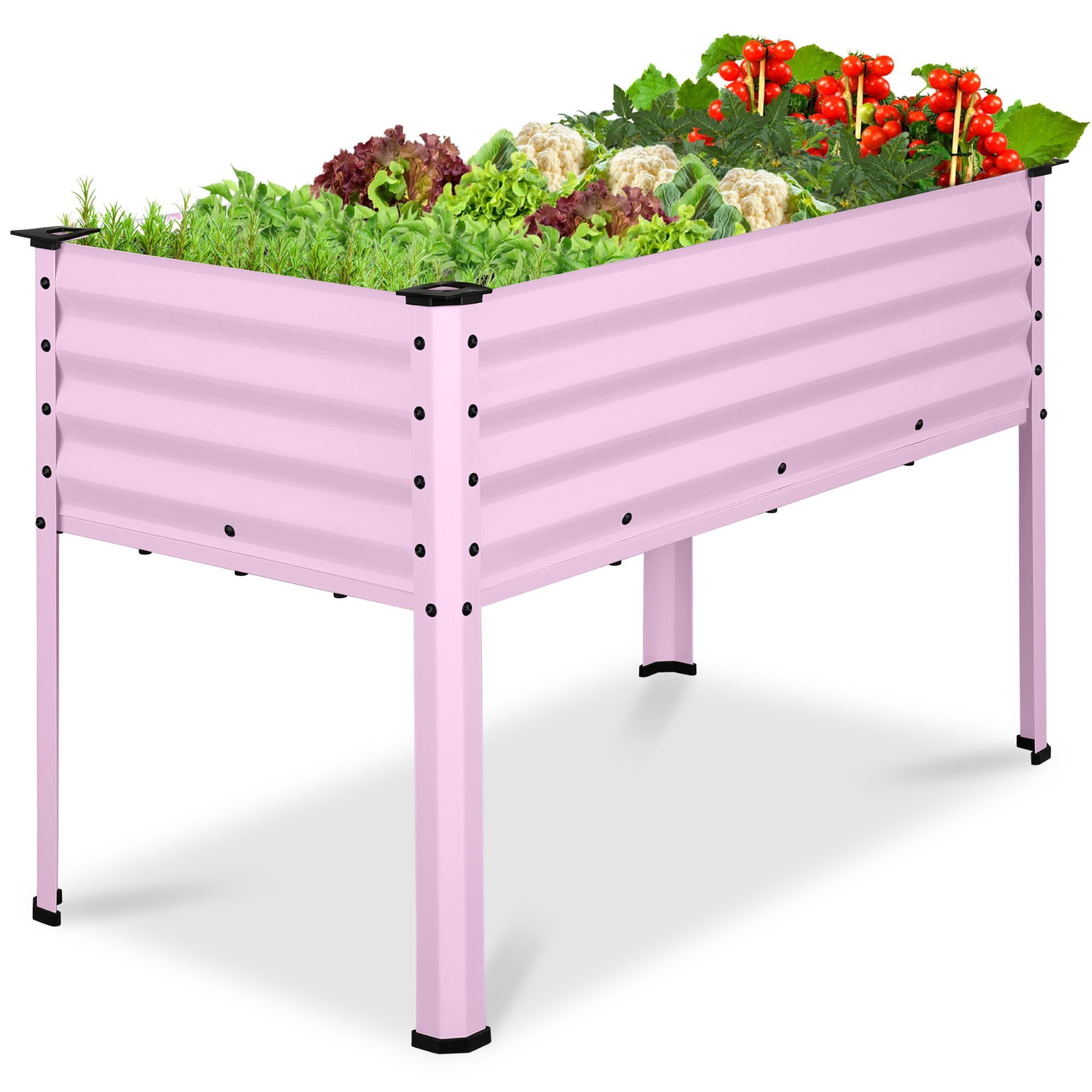 Best Choice Products 48x24x30in Galvanized Raised Garden Bed, Metal Elevated Planter Box, Vegetable Garden for Backyard, Patio, Balcony, 100% Non Toxic Materials - Pink