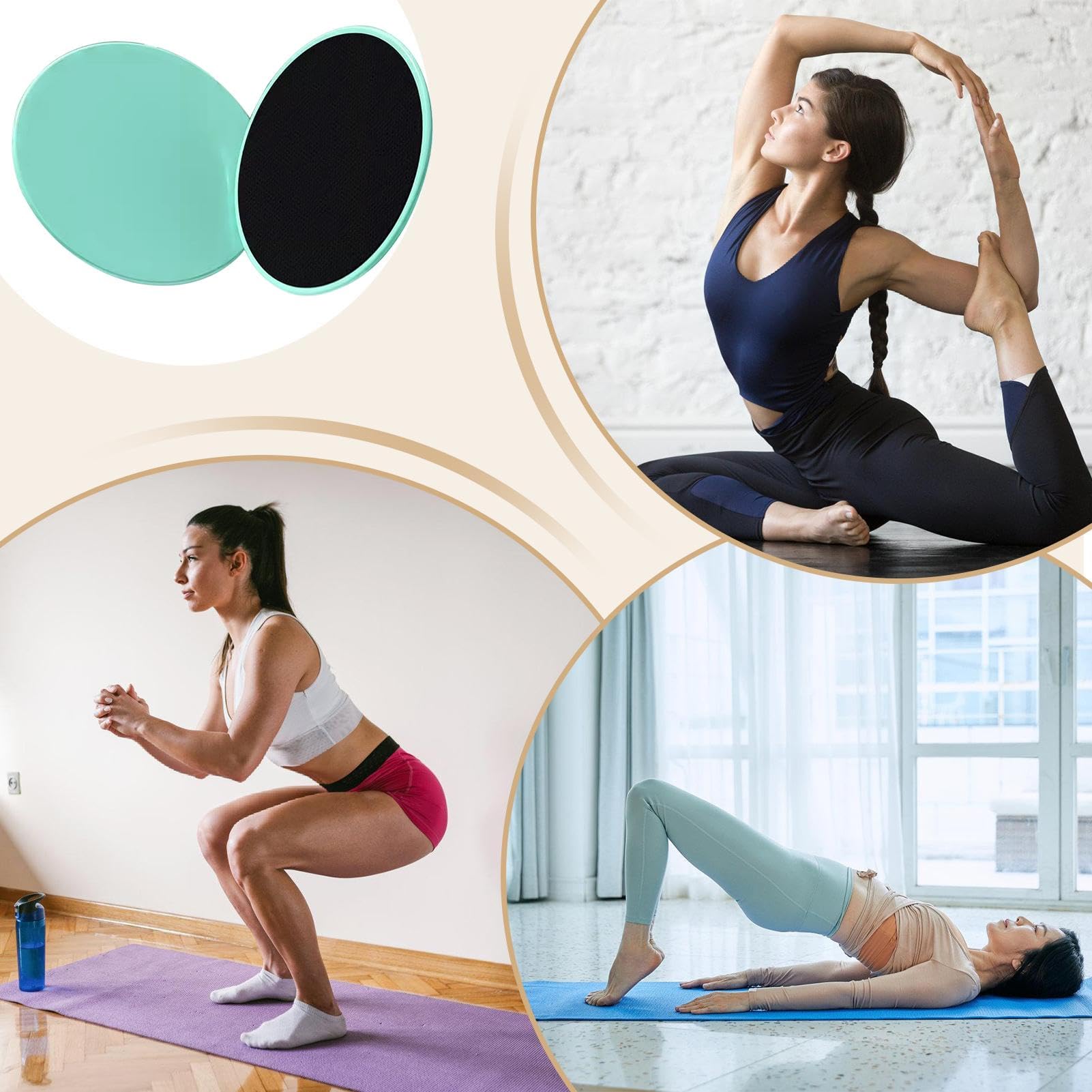 Slider per allenamento e allenamento | Design unisex per pilates, dischi per equilibrio del piede, yoga, core training, squat, pilates e ginocchia inverse