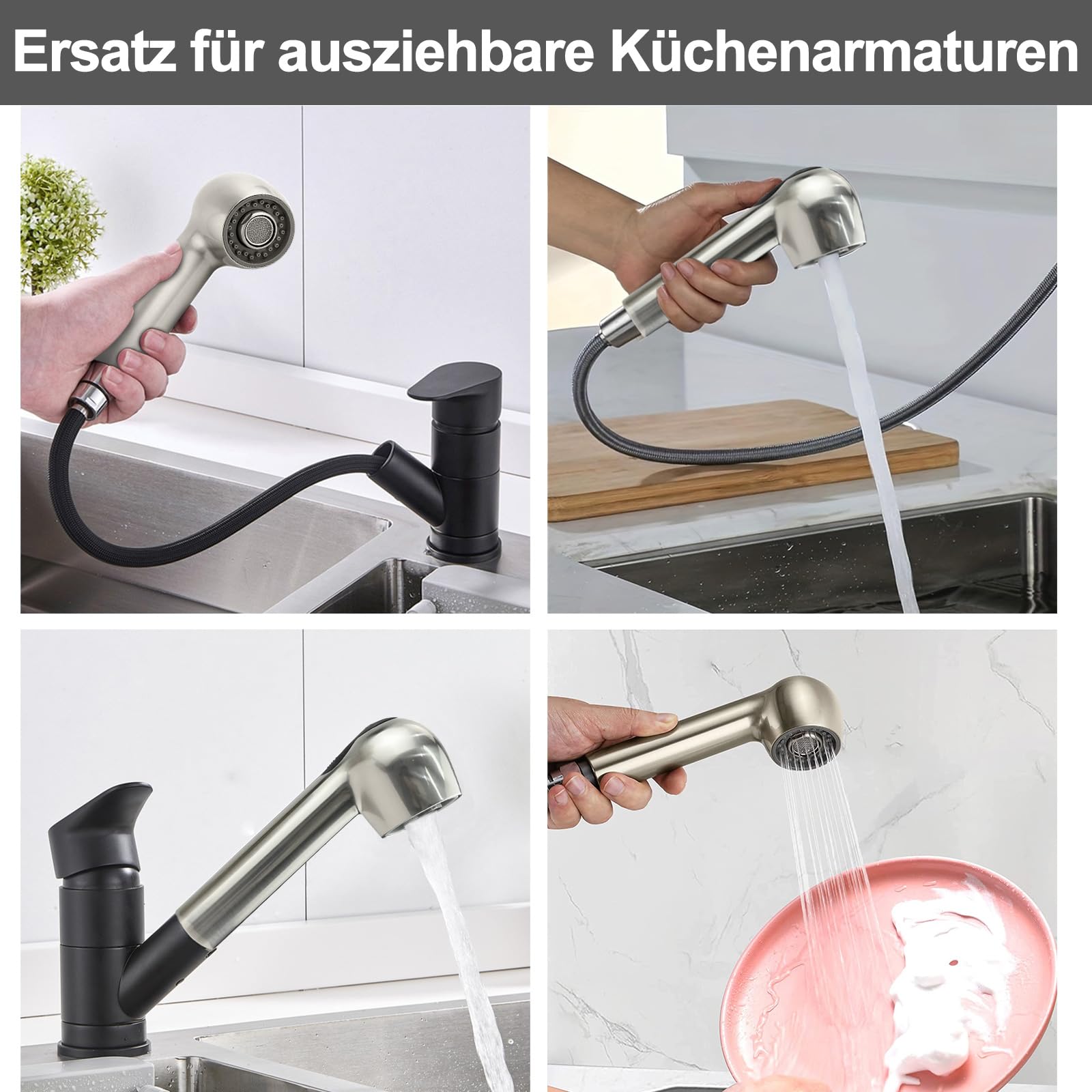 Ausziehbarer Brausekopf Für Küchenarmatur – Wassersparender Sprühkopf Mit 2 Strahlarten