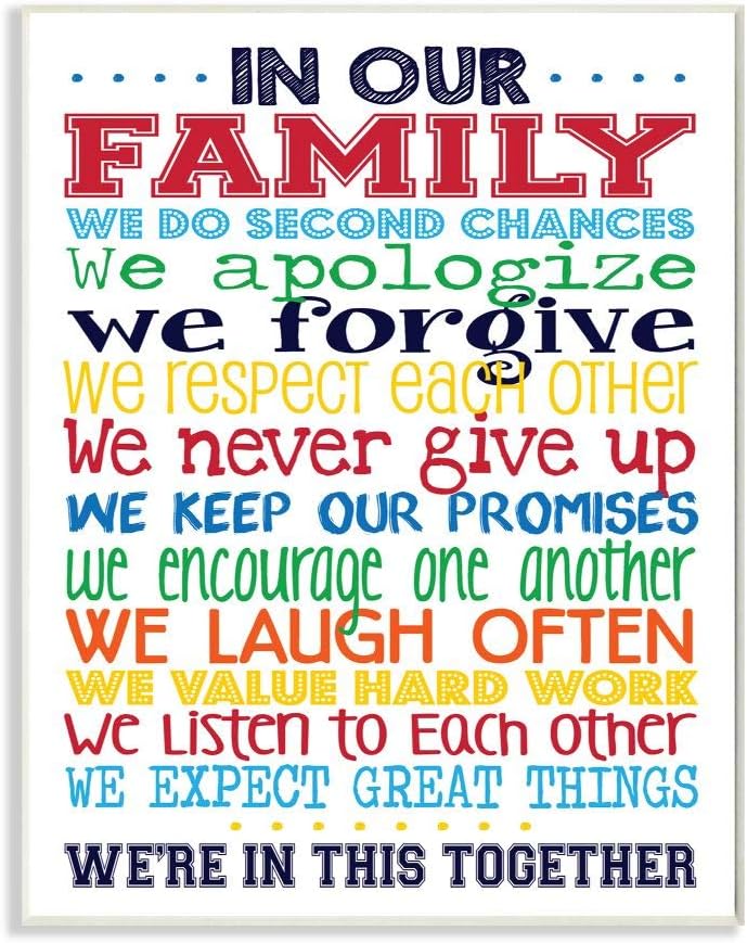 Stupell Industries in Our Family Rainbow Typog Wall Plaque, 13x19, Design by Artist Erica Billups