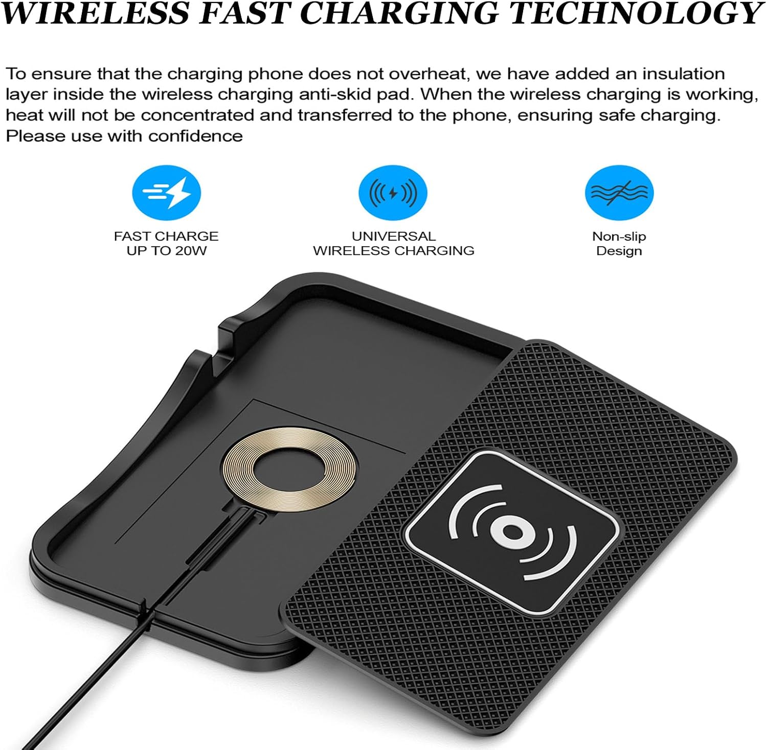 2-in-1 Car & Home Charging Pad for Mercedes Benz GLE 250d 300d 320 350 350d 400 400d 450 500 580/AMG 43 53 63 63S, Fast Charging Dashboard Mat, Phone Charging Station with Navigation Holder
