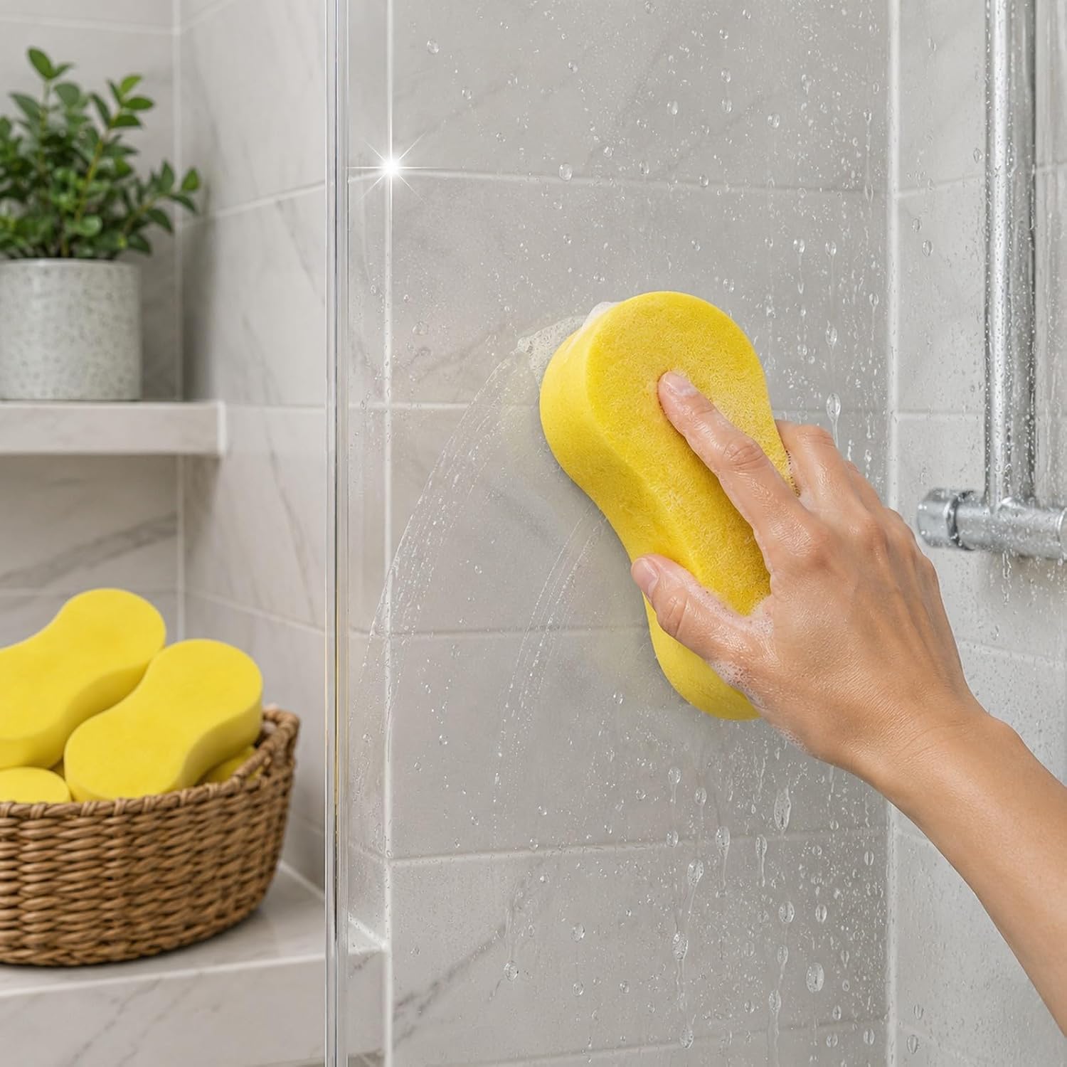 LOGOFUN 12PCS Car Wash Sponges Small Bone Shaped Foam Cleaning Pads | Thick foam construction helps wipe vehicles, countertops, sinks, tiles, and household surfaces without awkward handling.
