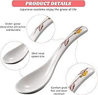 Vista 3 de Rhymad - 6 cucharas japonesas de sopa retro de cerámica, sopa de arroz estilo japonés, cucharas asiáticas chinas para servir, aperitivos, vajilla