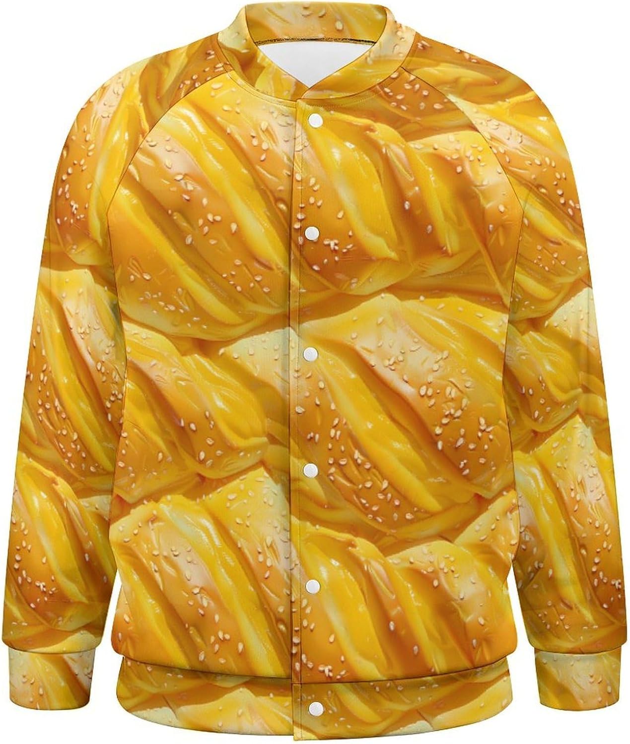 Bread Novelty Men's Baseball Jackets Causal Sweatshirt Button Top Long Sleeve Coat