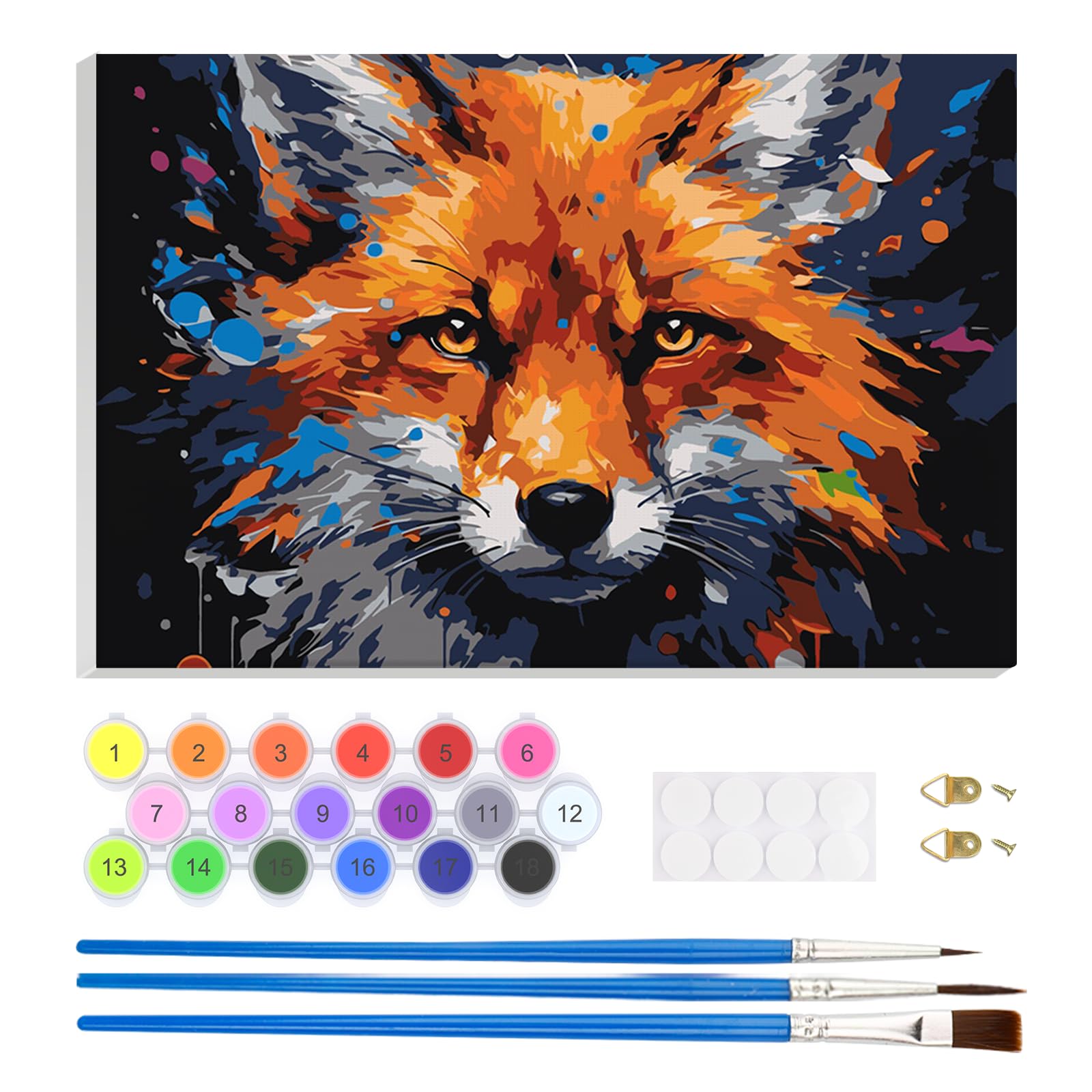 EOBROMD Fox Paint by Numbers for Adults Beginner with Frame, Animal Paint by Numbers Kits, Acrylic Easy Painting by Numbers for Gift Home Wall Decor 8x12in