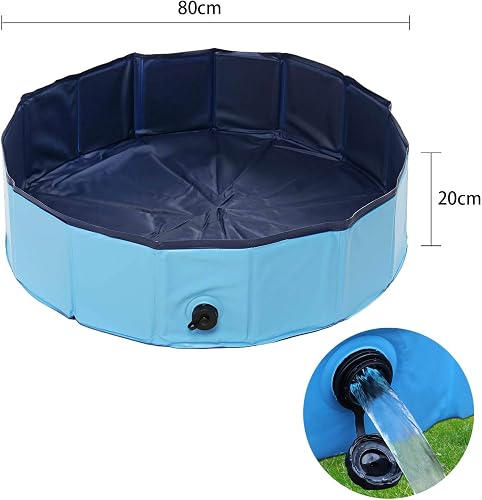 Foldable Dog Pool, Jsdoin Portable Dog Paddling Pool, Pet Kids Bath Pool Swimming Pool, Non-Slip PVC Kiddie Pool for Kids, Dog Cat Bathing Tub For Garden Patio Bathroom(80 * 20cm) - 3
