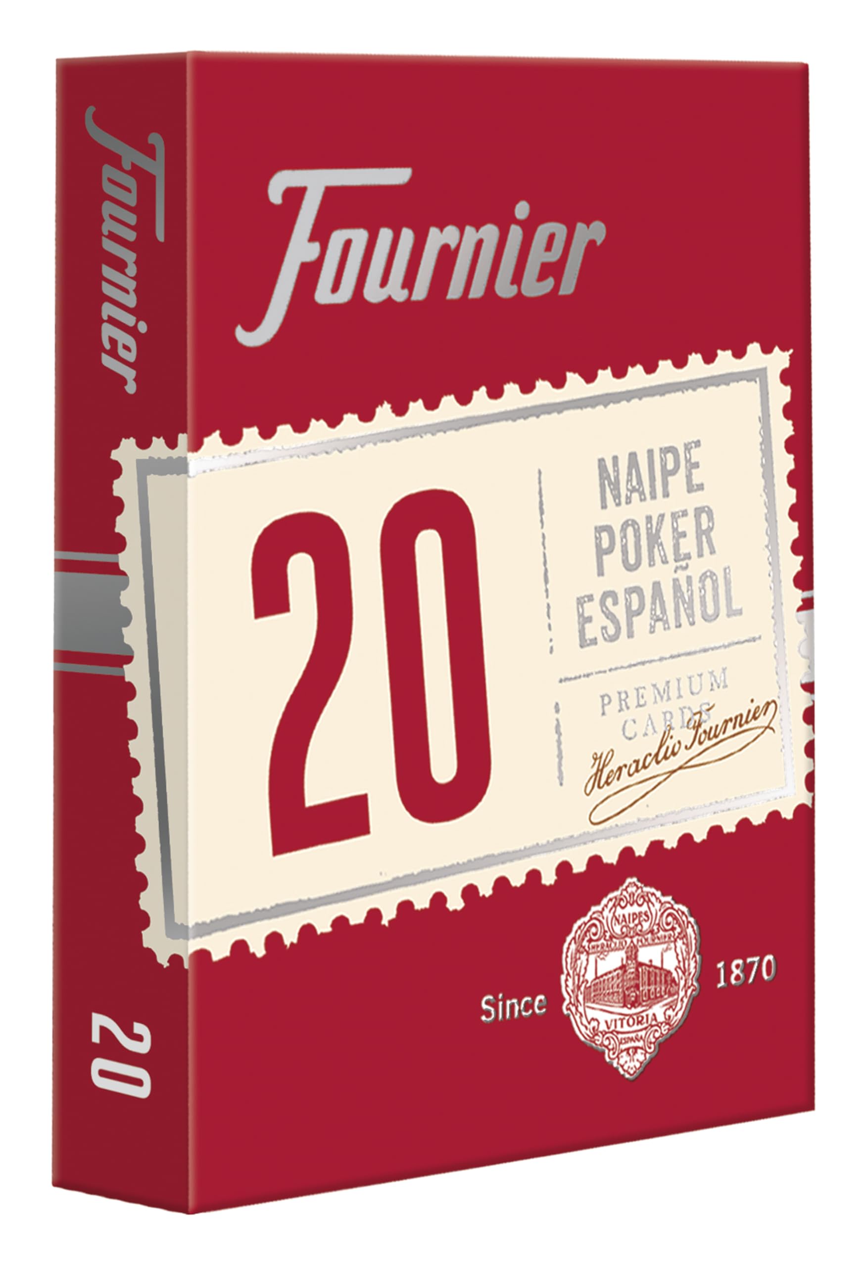 Fournier - Baraja poker español Nº 20, 55 cartas, surtido de colores azul o rojo (F21002)
