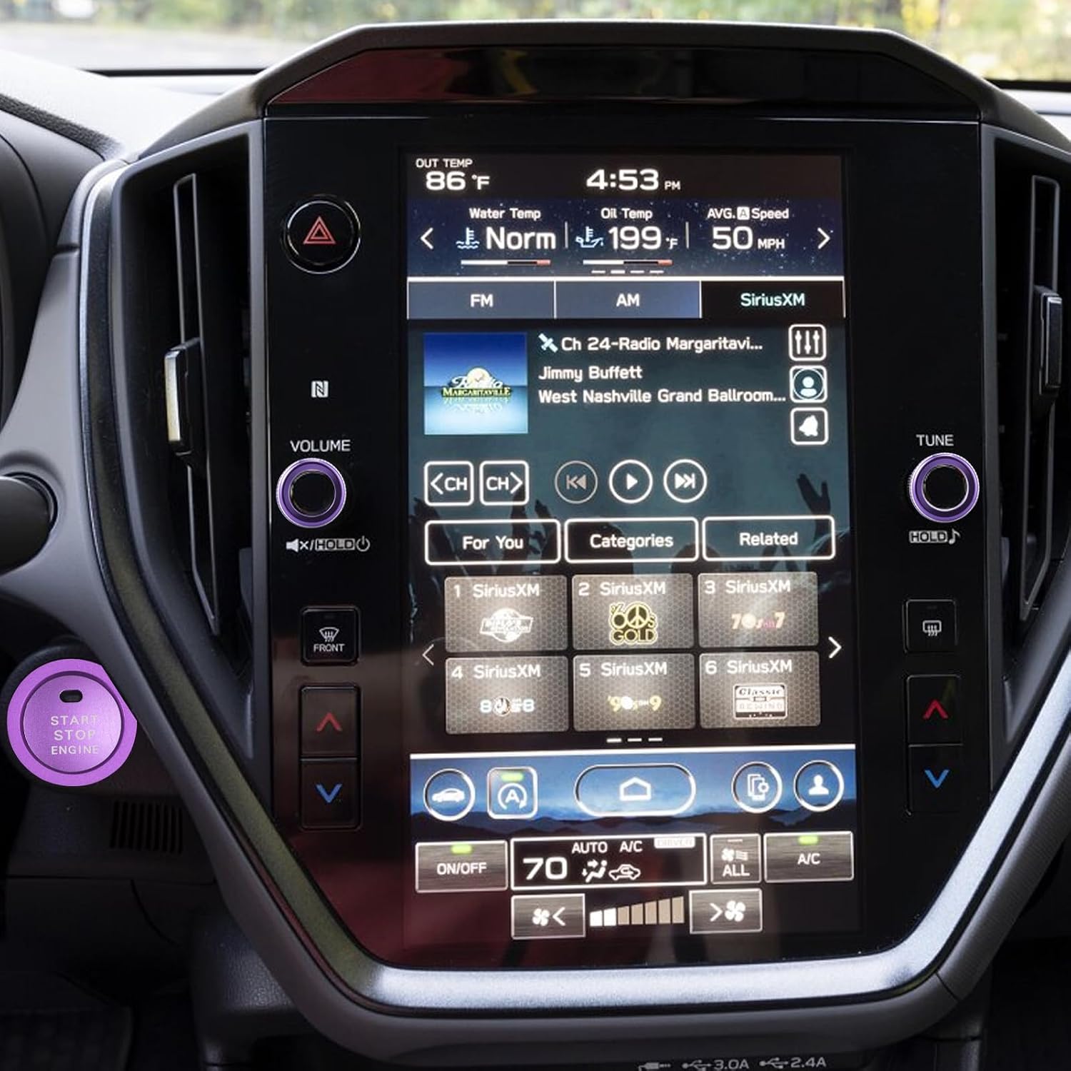 5pcs for Subaru Crosstrek/Impreza 2024-2026, Forester 2025,2026 Legacy Outback 2020-2026, WRX, Ascent Volume Adjustment Knob, Mirror Knob Cover, Start Button Cover/Ring (Purple) image 5