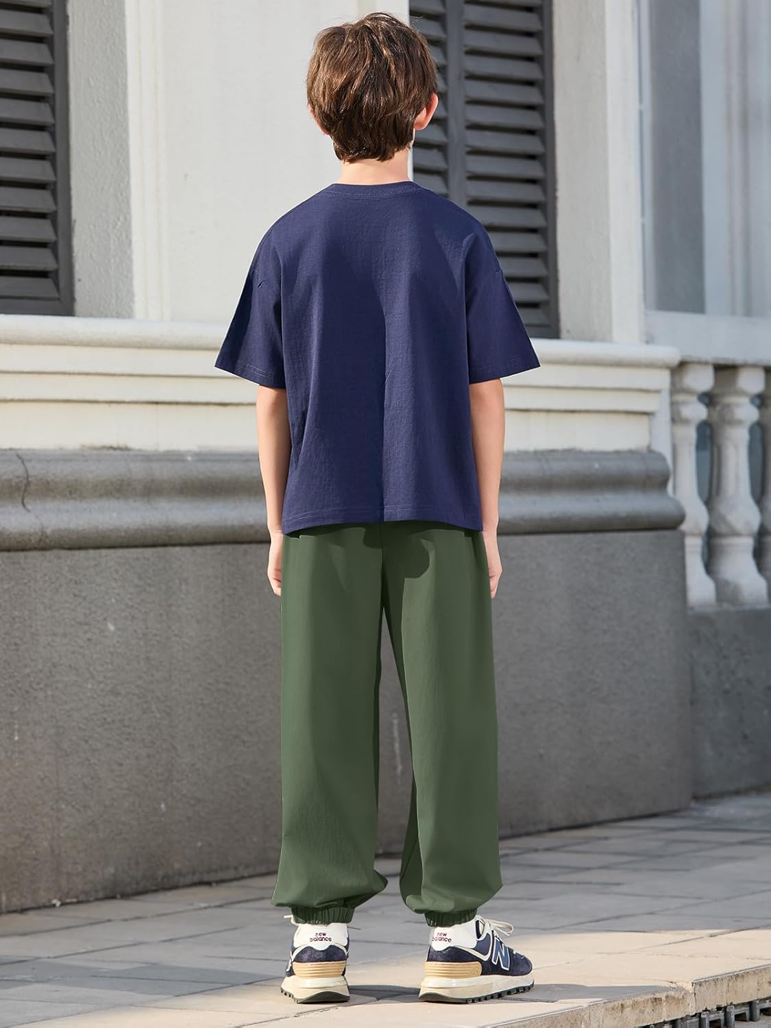 Haloumoning Boys Joggers Pants Kids Elastic Waist Sweatpants Quick Dry Mesh Color Block Athletic Pants 5-14Y - Image 4