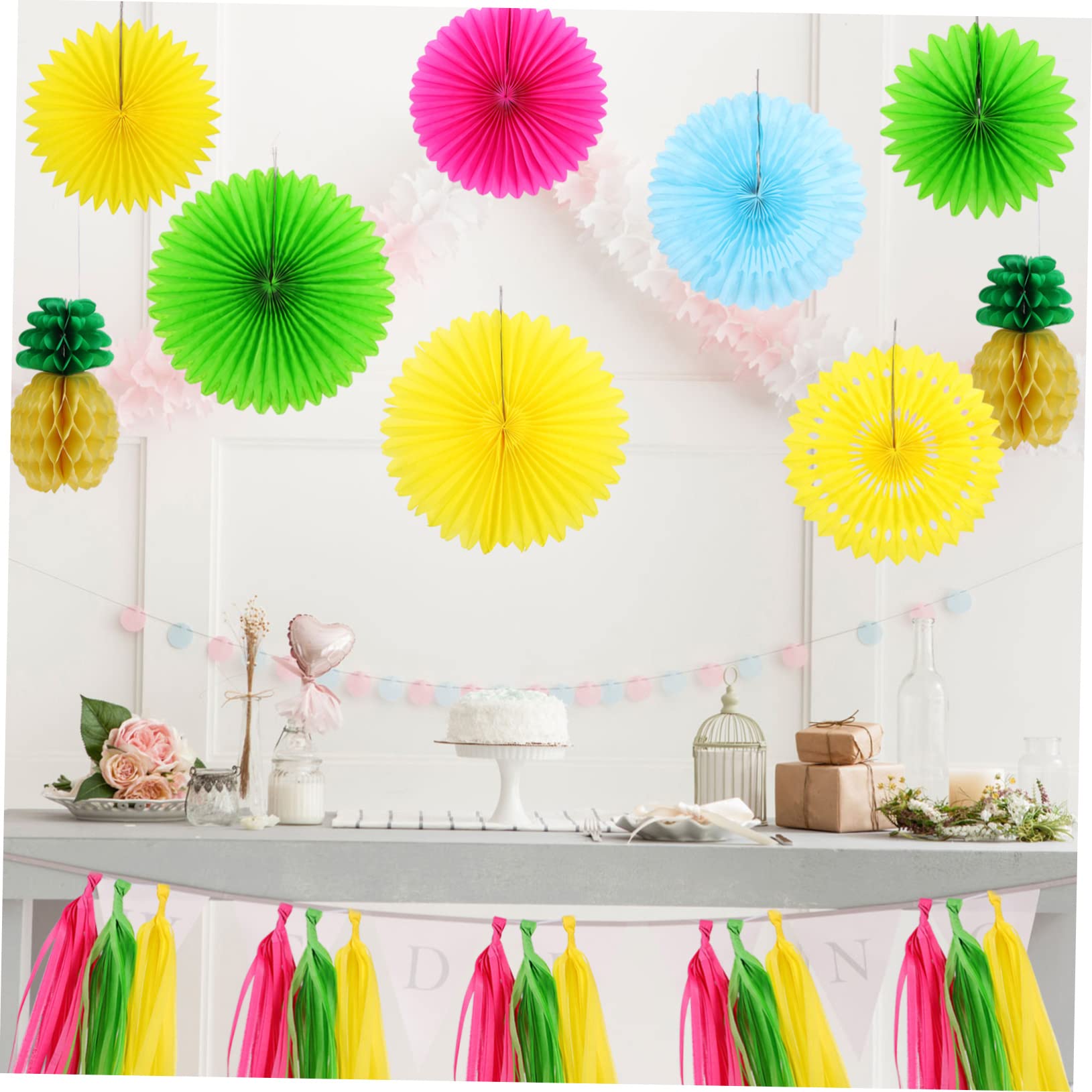 Zerodeko Set Decorativo Aloha Pennoni di Carta Esotici e Ananas per Feste Hawaiane e Temi Estivi