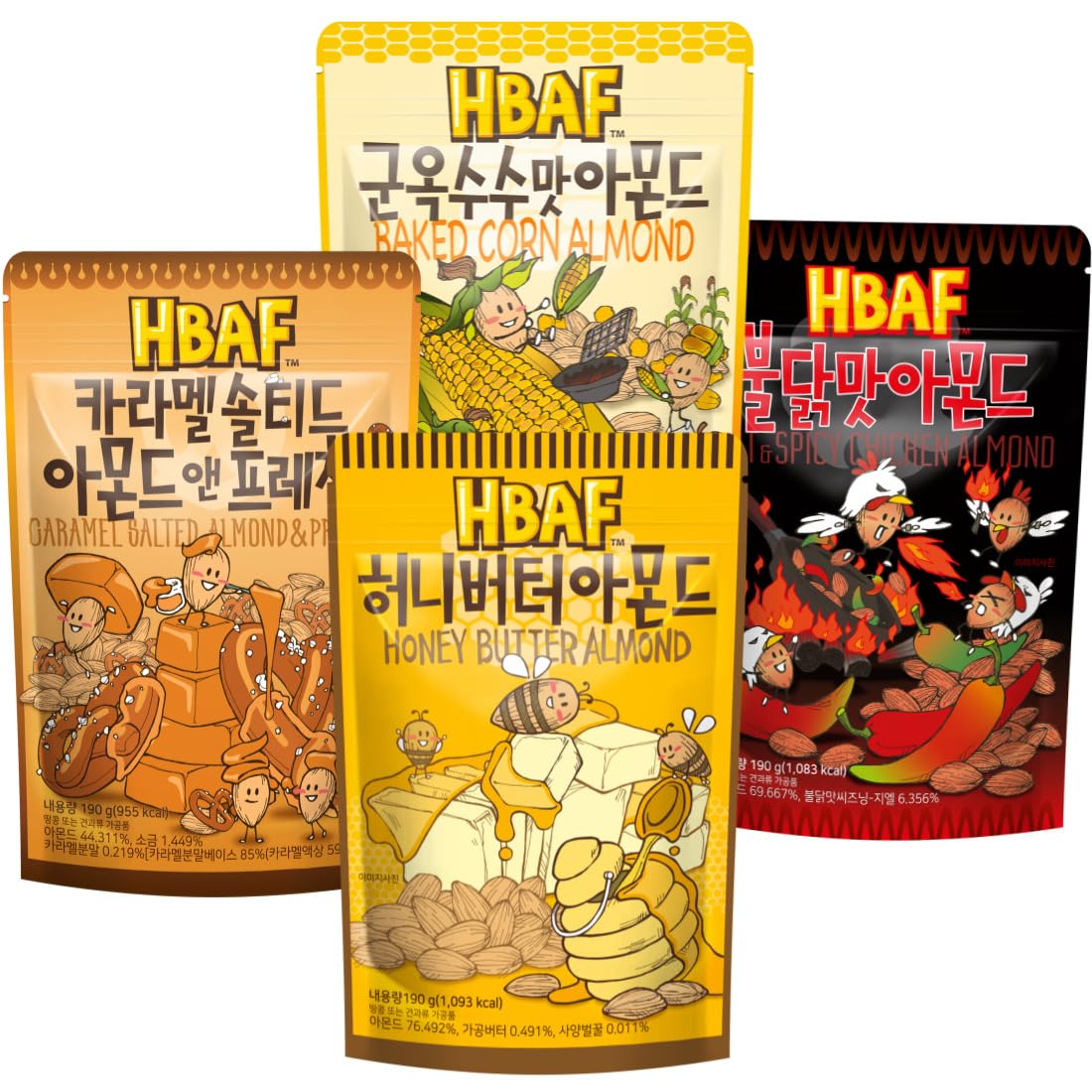 [Official Gilim HBAF] Korean Seasoned Almonds 4 Flavors Gift Party Pack Mix