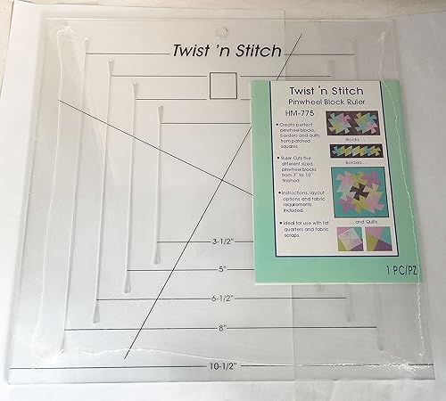 HONEYSEW Twist 'n Stitch Molinete Bloque Regla #775 Plantilla de acolchado de costura