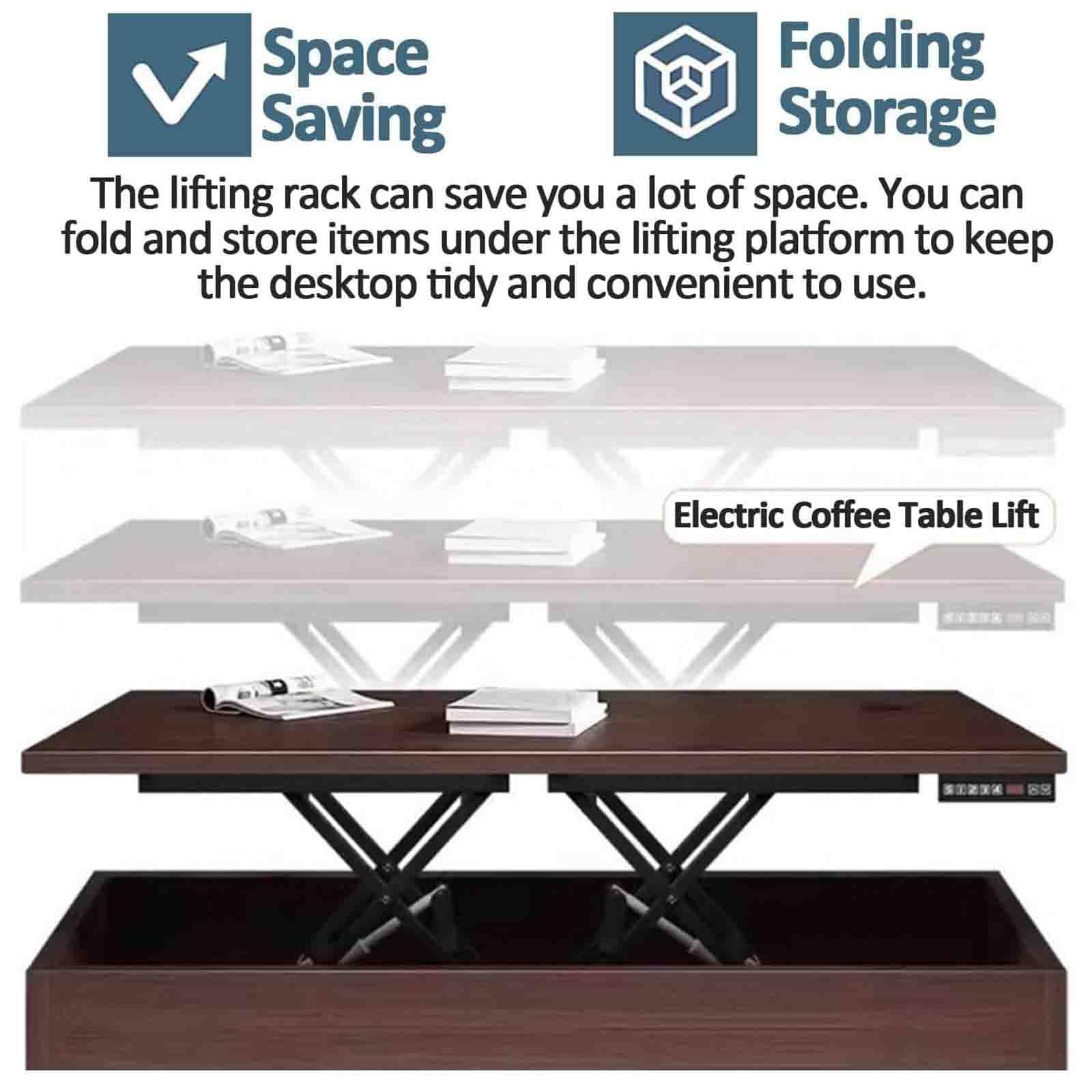 Höhenverstellbarer elektrischer Couchtisch, Scherenhubtisch mit Dual-USB-Anschlüssen & Vollkupferkernmotor, moderne DIY-Möbel für Wohnaccessoires