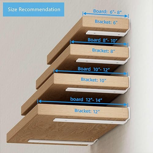 Miniatura 7 de WEKIS Soporte de estante flotante, soportes ocultos invisibles en L para estantes, hierro fundido resistente de 15 pulgadas, soporte de estante
