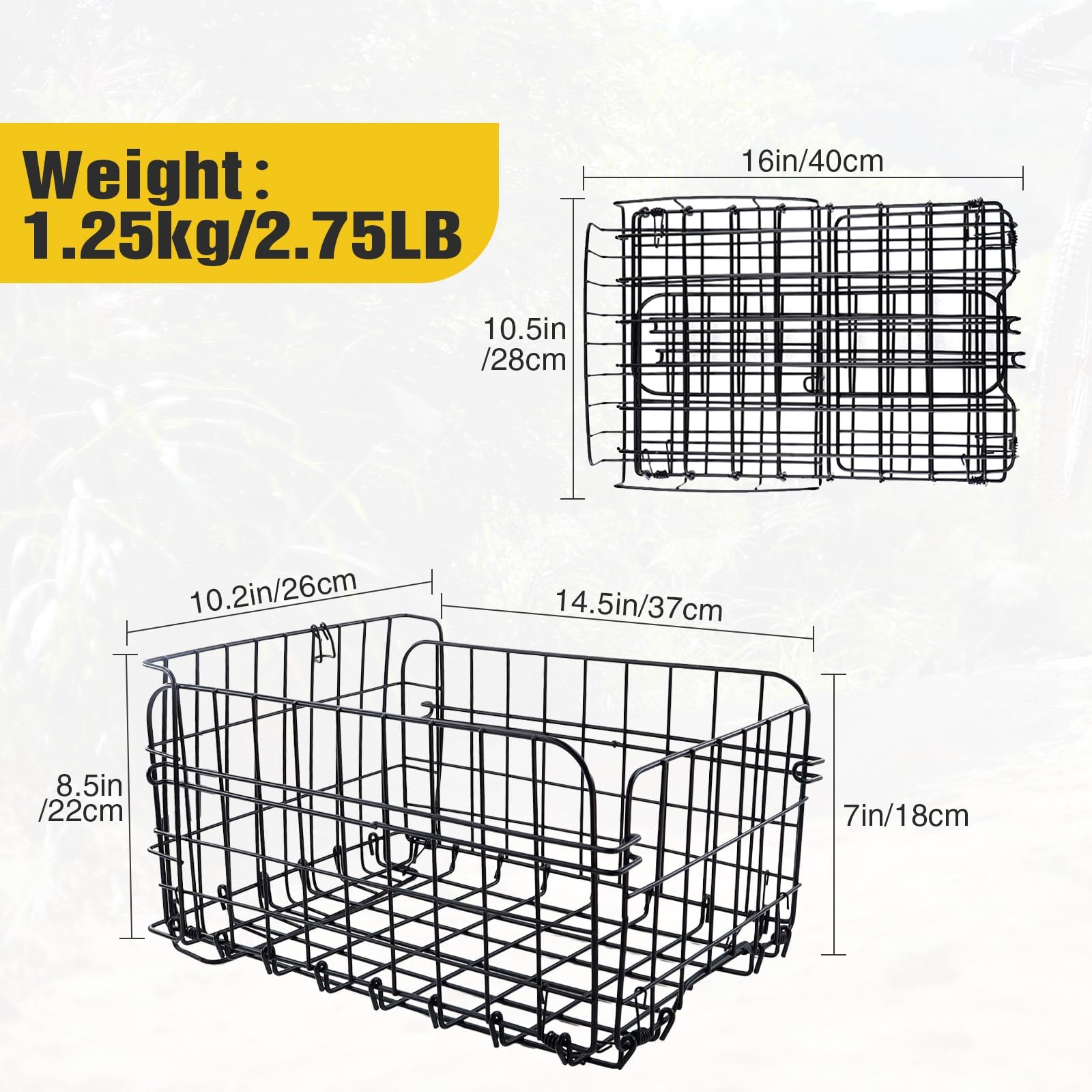Cesta Trasera Para Bicicleta Plegable - Estructura De Metal, Con Red De Equipaje, Capacidad 12L, Soporta 20 Kg