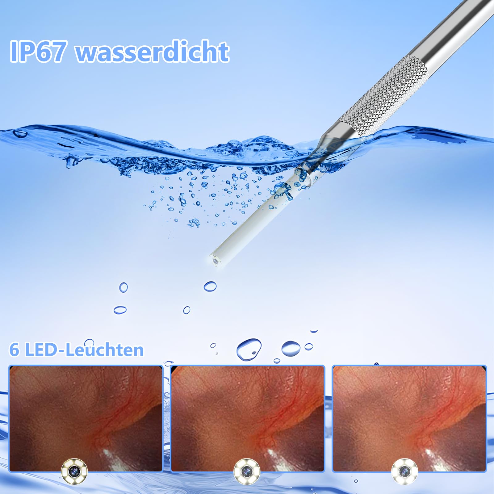 Ohrenschmalz Entferner Otoskop, AZHE Ohrenreiniger Mit 4.3-Zoll HD IPS- Bildschirm, NO WIFI Ohrreiniger mit Kamera, 3,9mm Ohrreiniger für erwachsene, Weiß