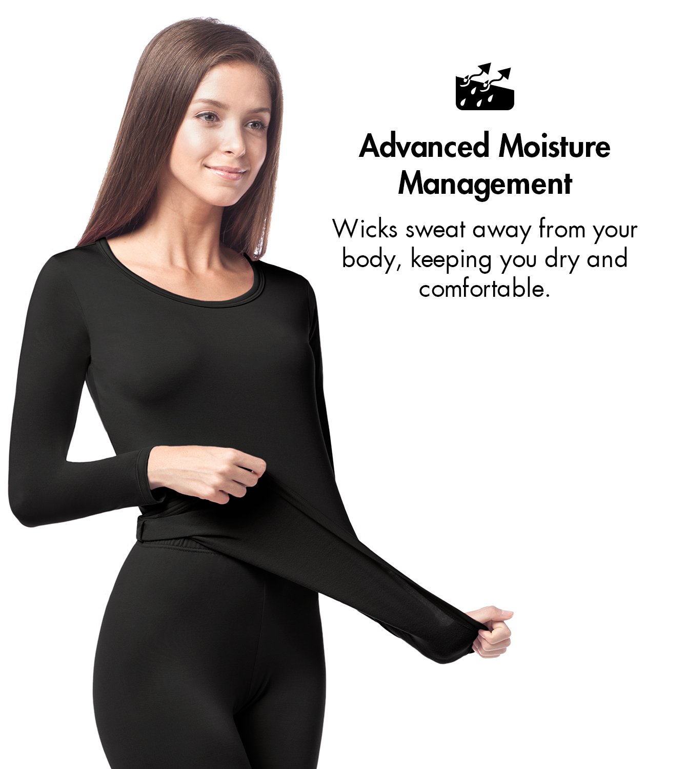 LAPASA Pacco da 2 o 1 Maglia Termica Donna Manica Lunga Fodera in Micro Pile - Pigiama Abbigliamento Intimo Canottiera Calda Elegante Elastica Traspirante Sportiva L15/L39/L42