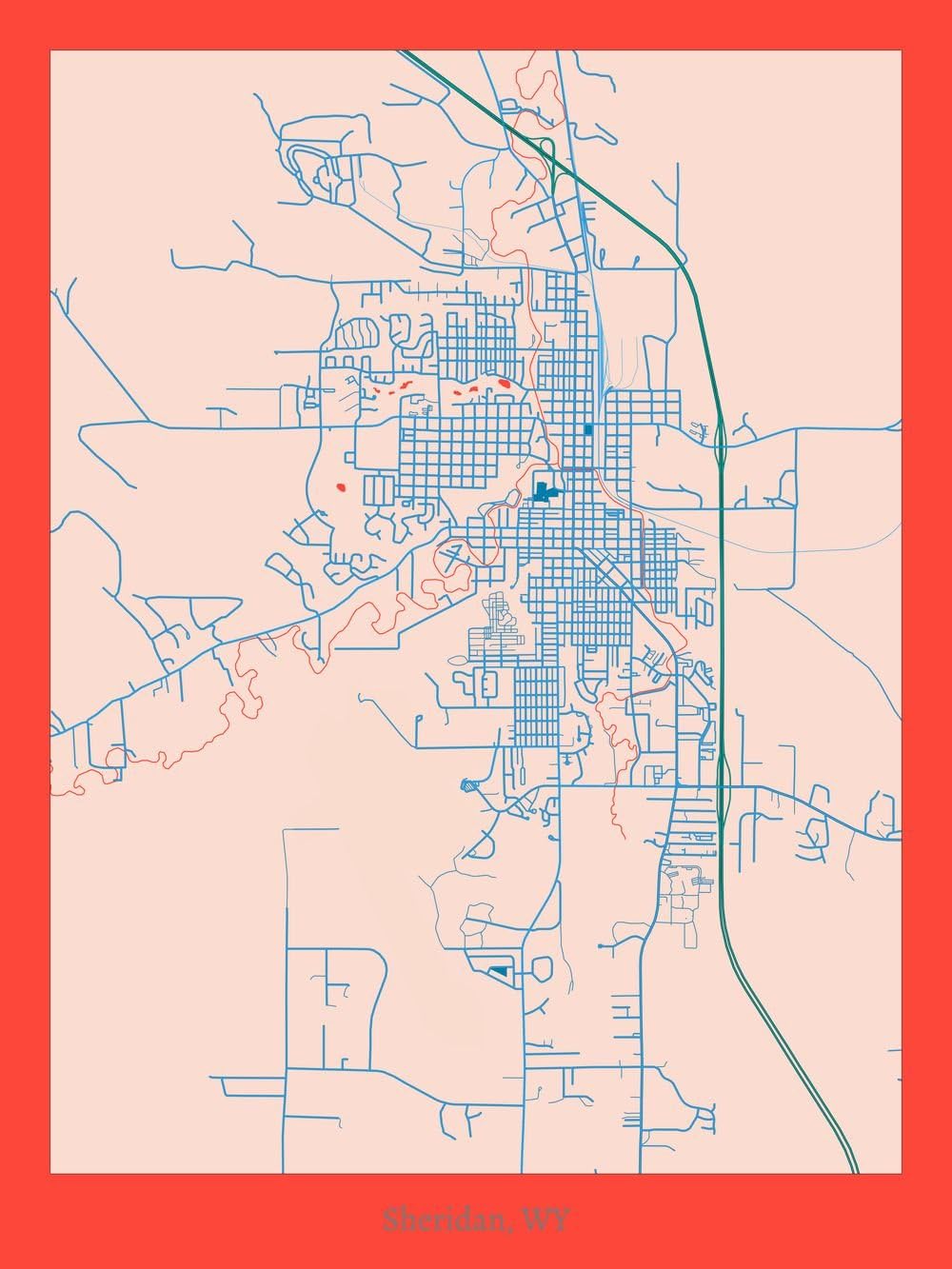 Sheridan, WY Map Poster Posters & Prints