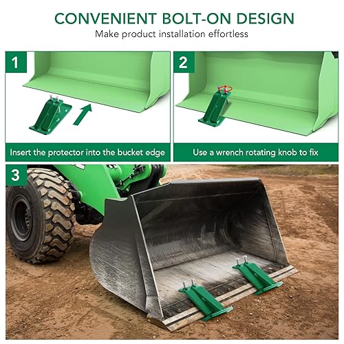 Miniatura 5 de Protector de cubo de tractor, 2 protectores de borde de esquí, protector de deslizamiento de domador de césped con tuercas de bloqueo dobles,