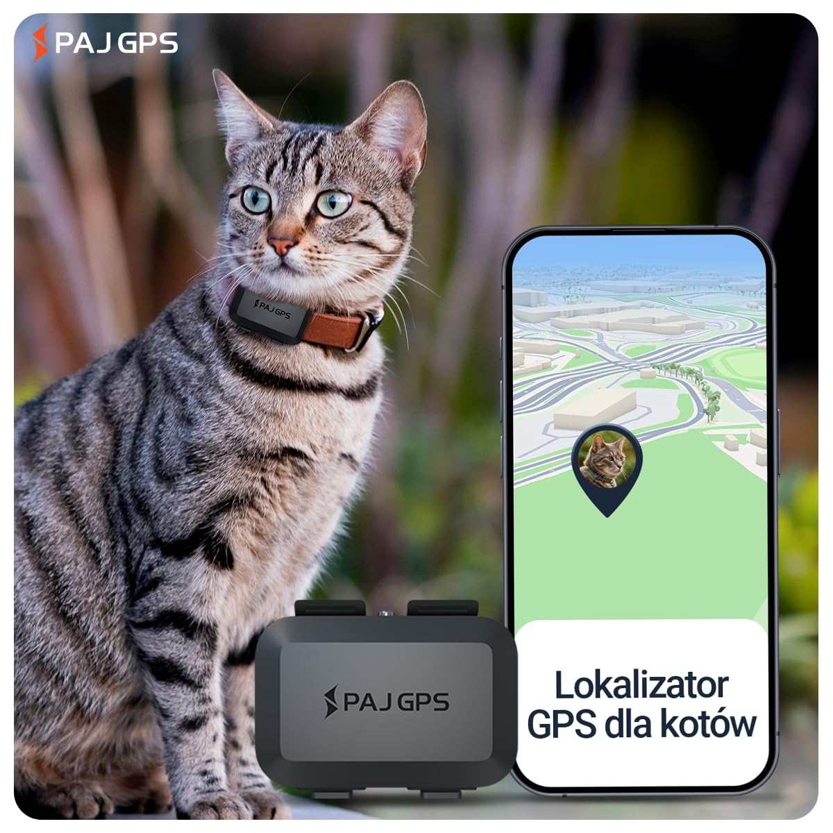 Lokalizator GPS PAJ Mini dla kotów z obrożą – śledzenie na żywo 4G, alarmy przed ucieczką + śledzenie na żywo w Europie – geofencing, 100% wodoodporność, pasuje do większości obroży i szelek – czarny