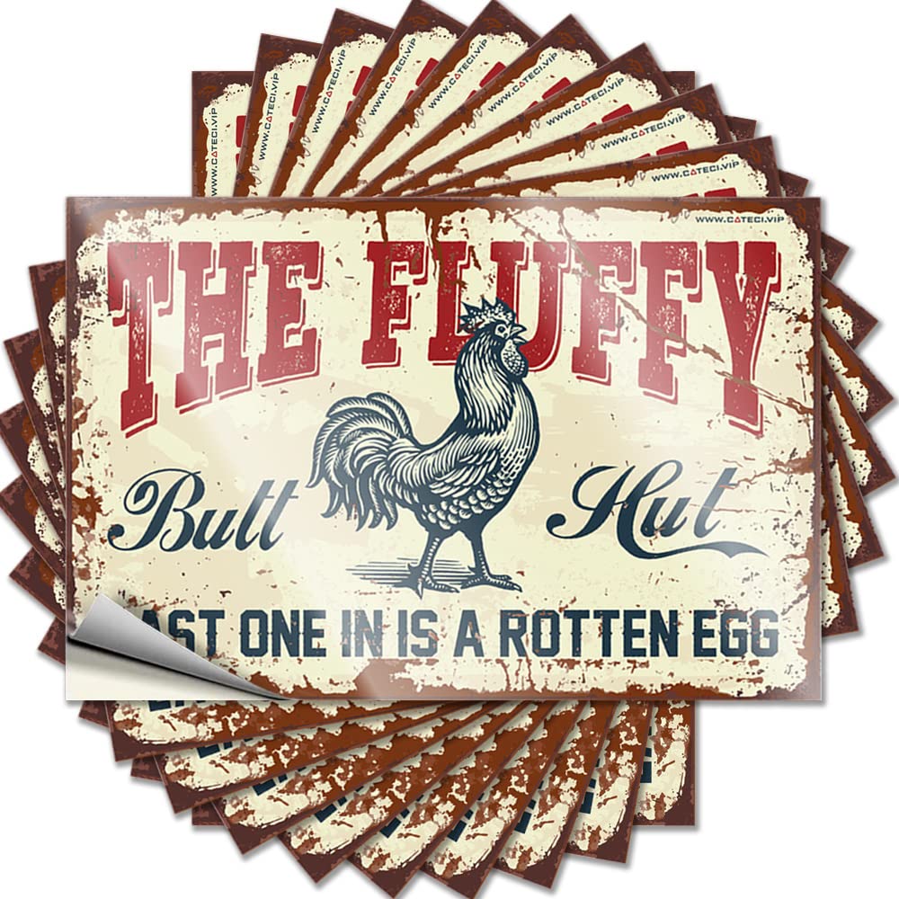 Farm Kitchen Decor, Stickers Travel Garage Chicken Coop The Fluffy Butt Hut Last One in is A Rotten Egg | Aesthetic Waterproof Vinyl Stickers(6X9CM)