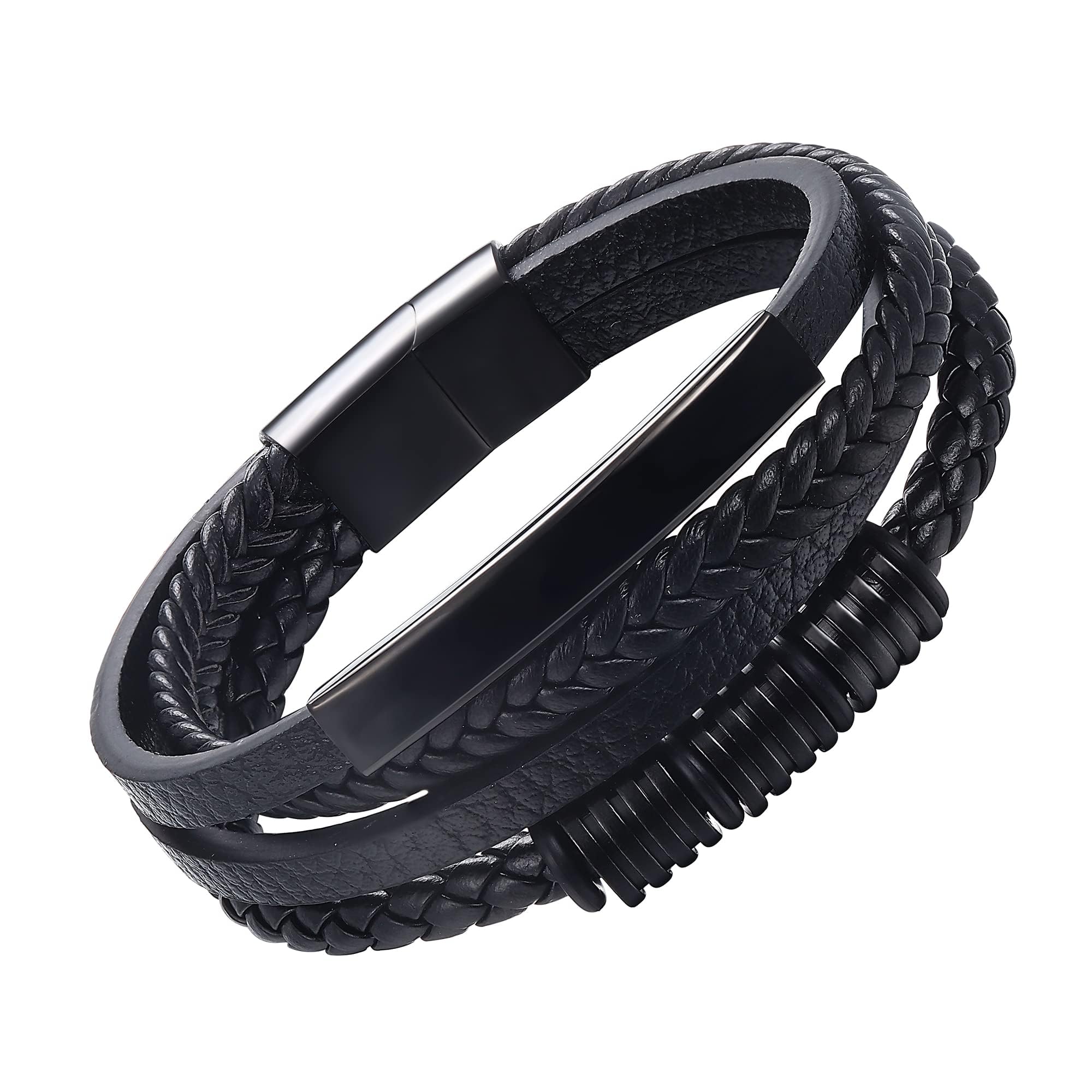 Herren Leder Armband Mit Türkis - Geflochtenes Armband Mit Magnetverschluss