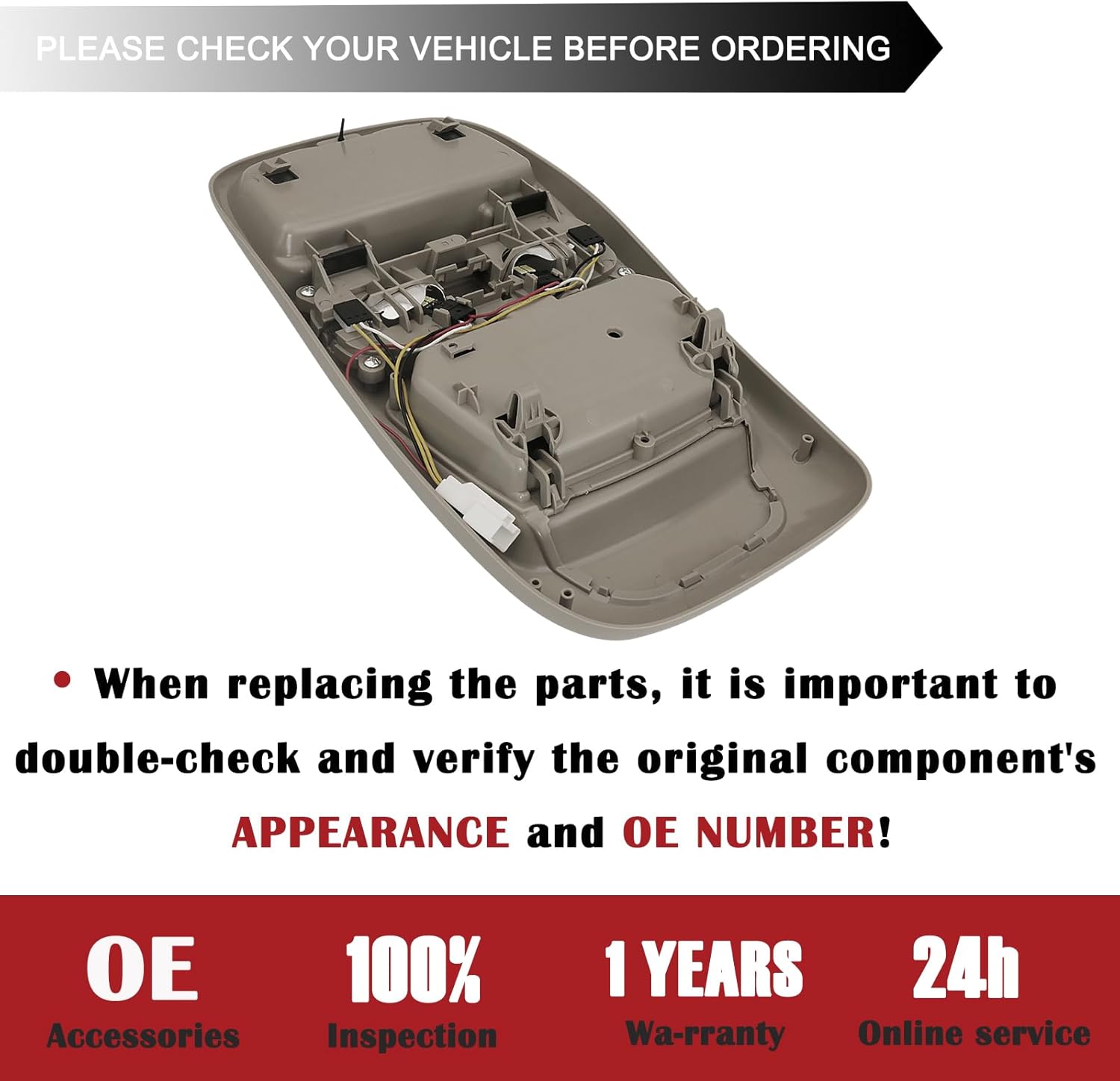 Overhead Console LED Dome Map Light Lamp | for Dodge Ram 1500 1999-2001, Ram 2500 3500 1999-2002 Truck | Replaces SN96TL2AA Interior Cab Lights Storage Assembly (Gray)